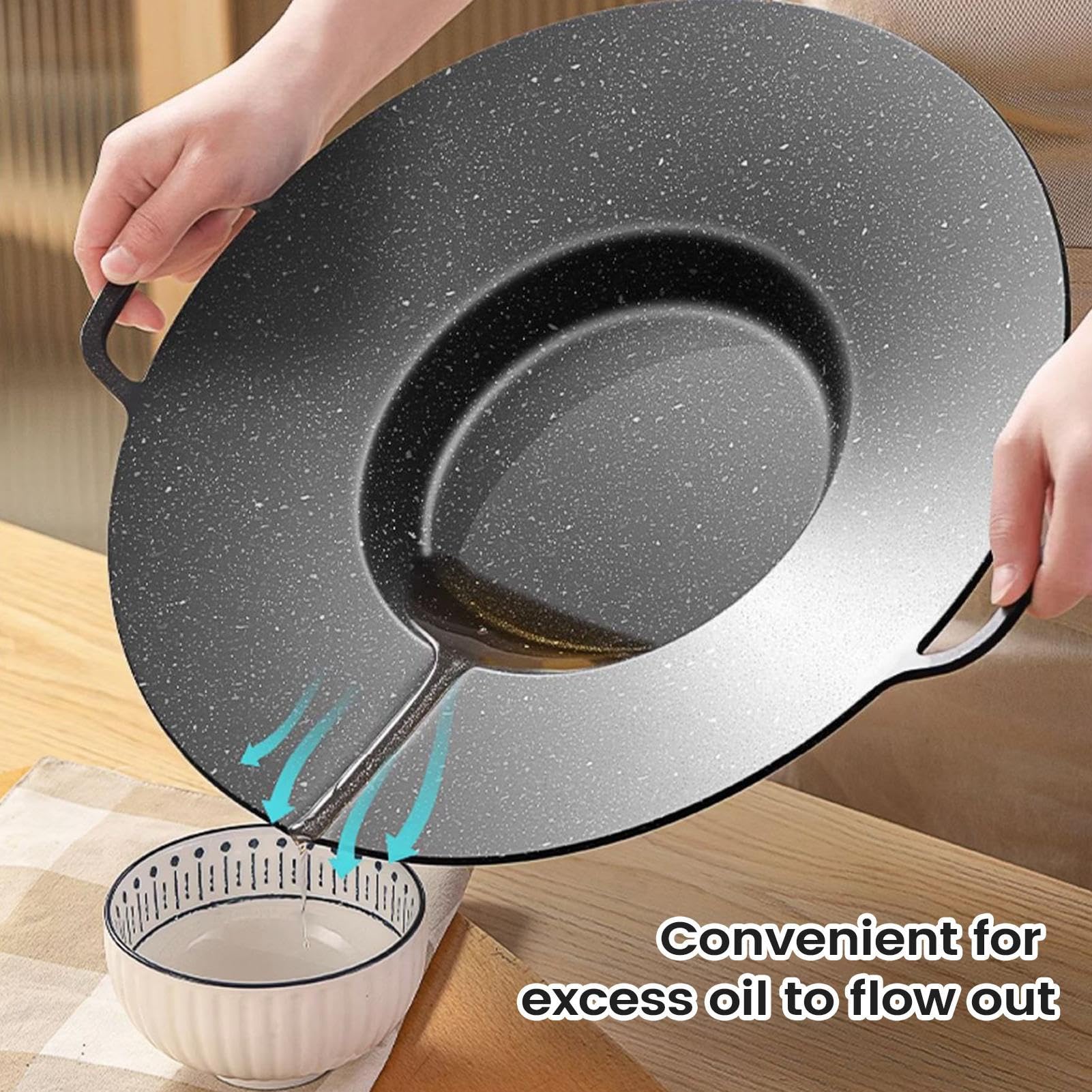 Générique Griddle Pan -16.54 Inches Round Aluminum Alloy Cookware with Handles, Indoor and Outdoor Grill Pan for Camping, Bbq, Backyard, Family Dining, Picnic, Travel, and Quick Meals