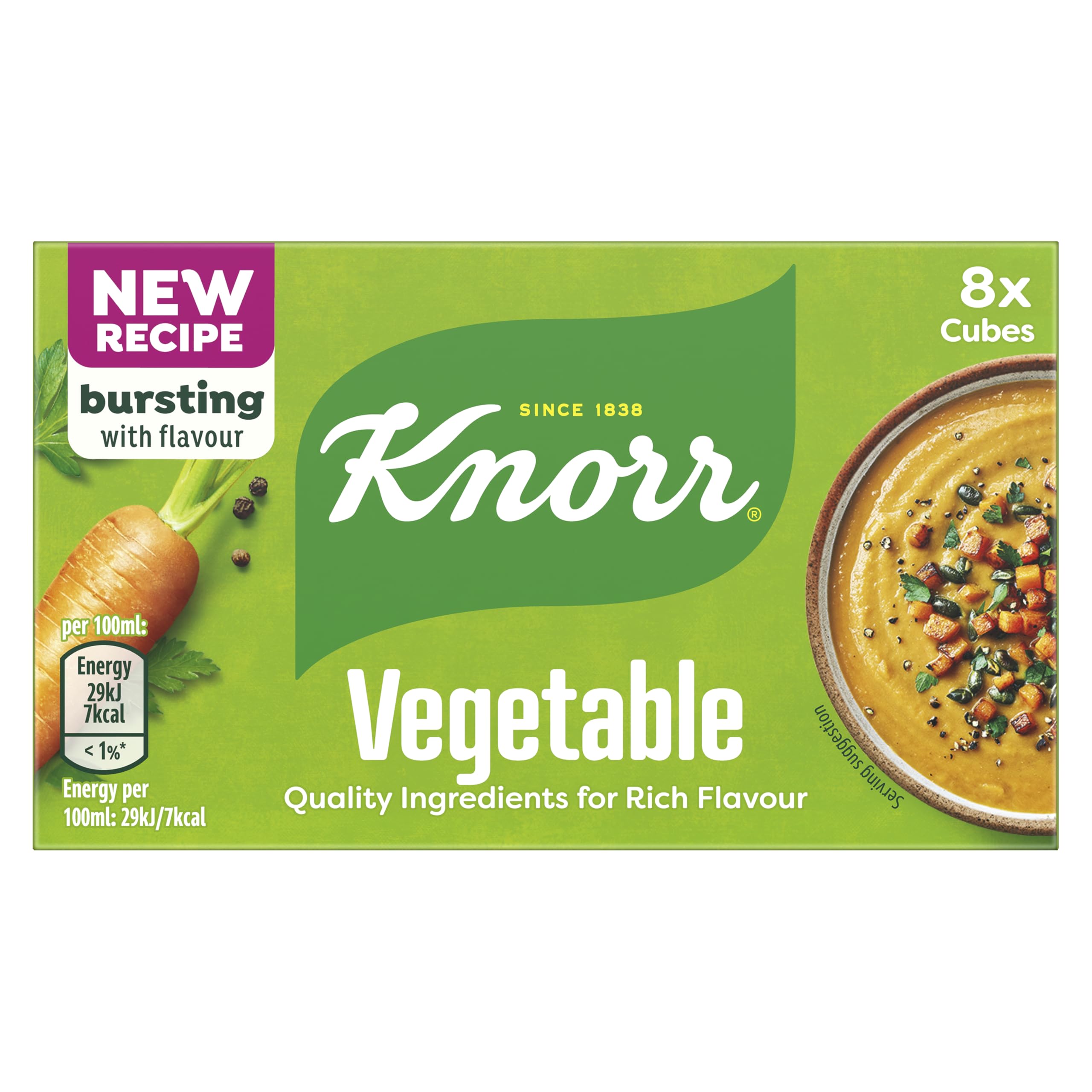 Knorr Vegetable Stock Cubes with an improved recipe for richer flavour in your dishes gluten-free vegetable stock 8x 10 g