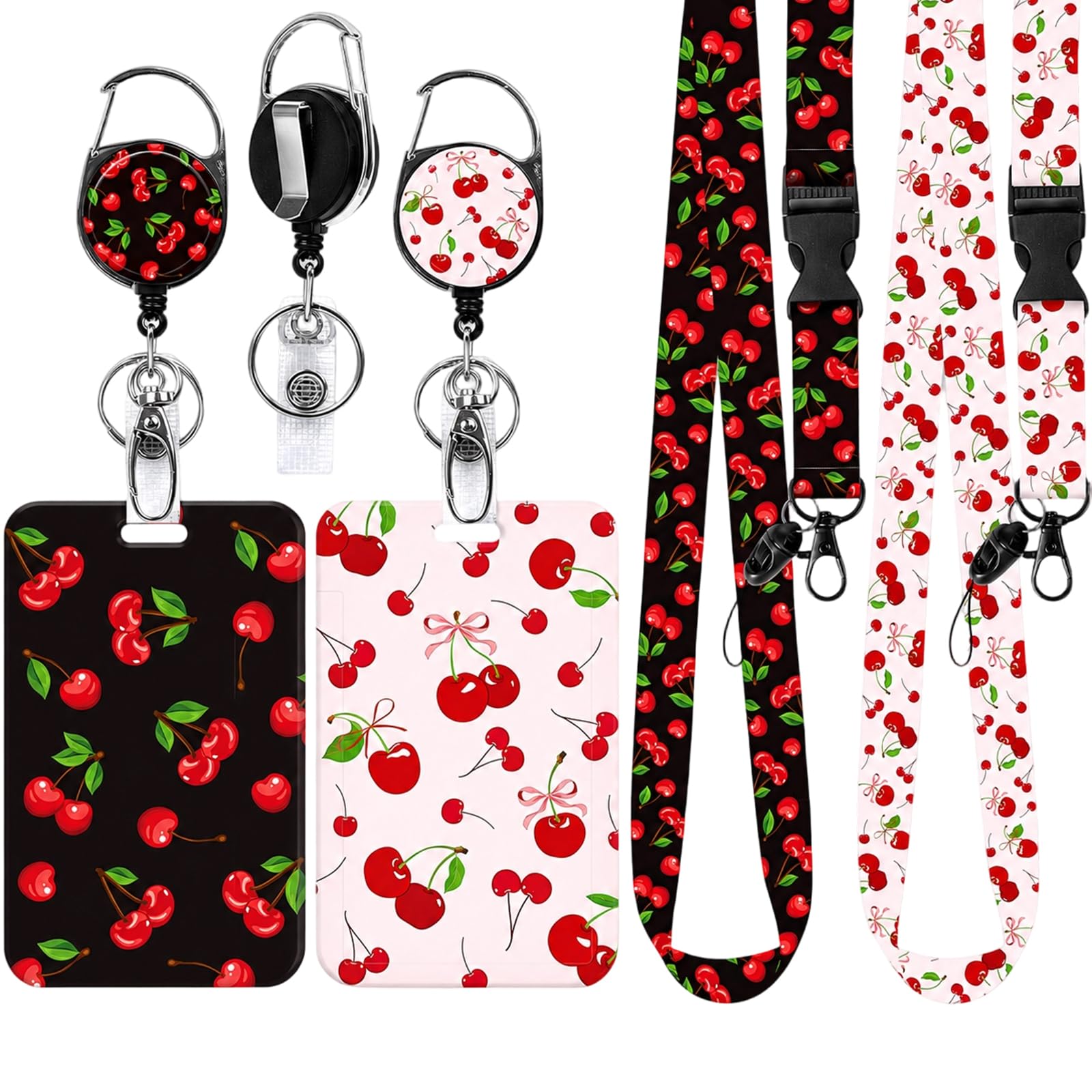 Lanyard with Card Holder, Two Set of ID Badge Holders with Cute Pattern, Adjustable Neck Strap for Card Storage, Durable Materials with Secure Fastening，Convenient Organisation for Office Student