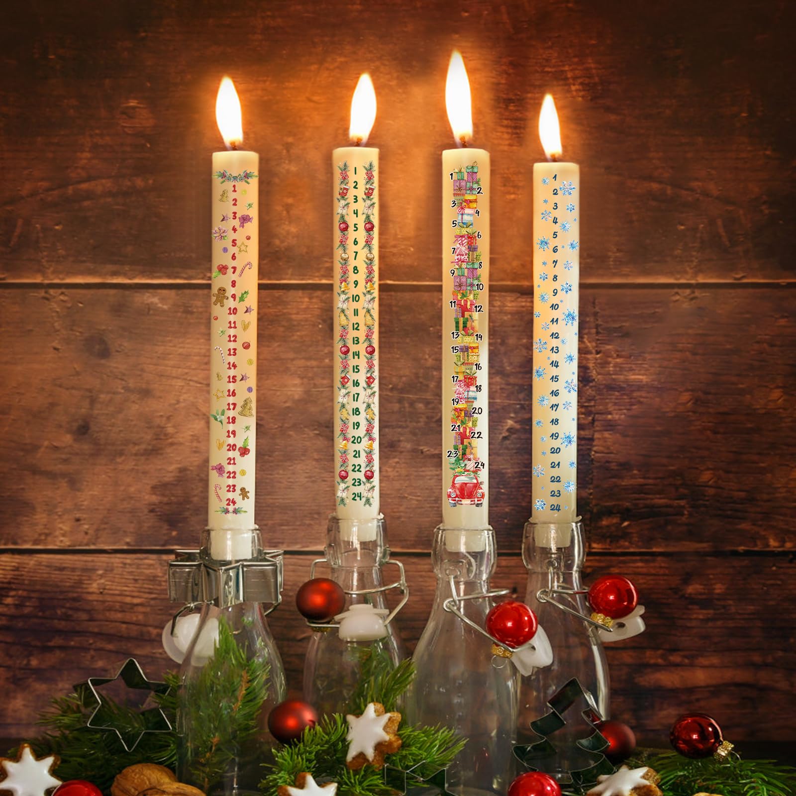 Lot De 7 Autocollants Pour Bougies De Noël - Film Coulissant à L'eau - Pour Bougies Et Tasses En Céramique (A