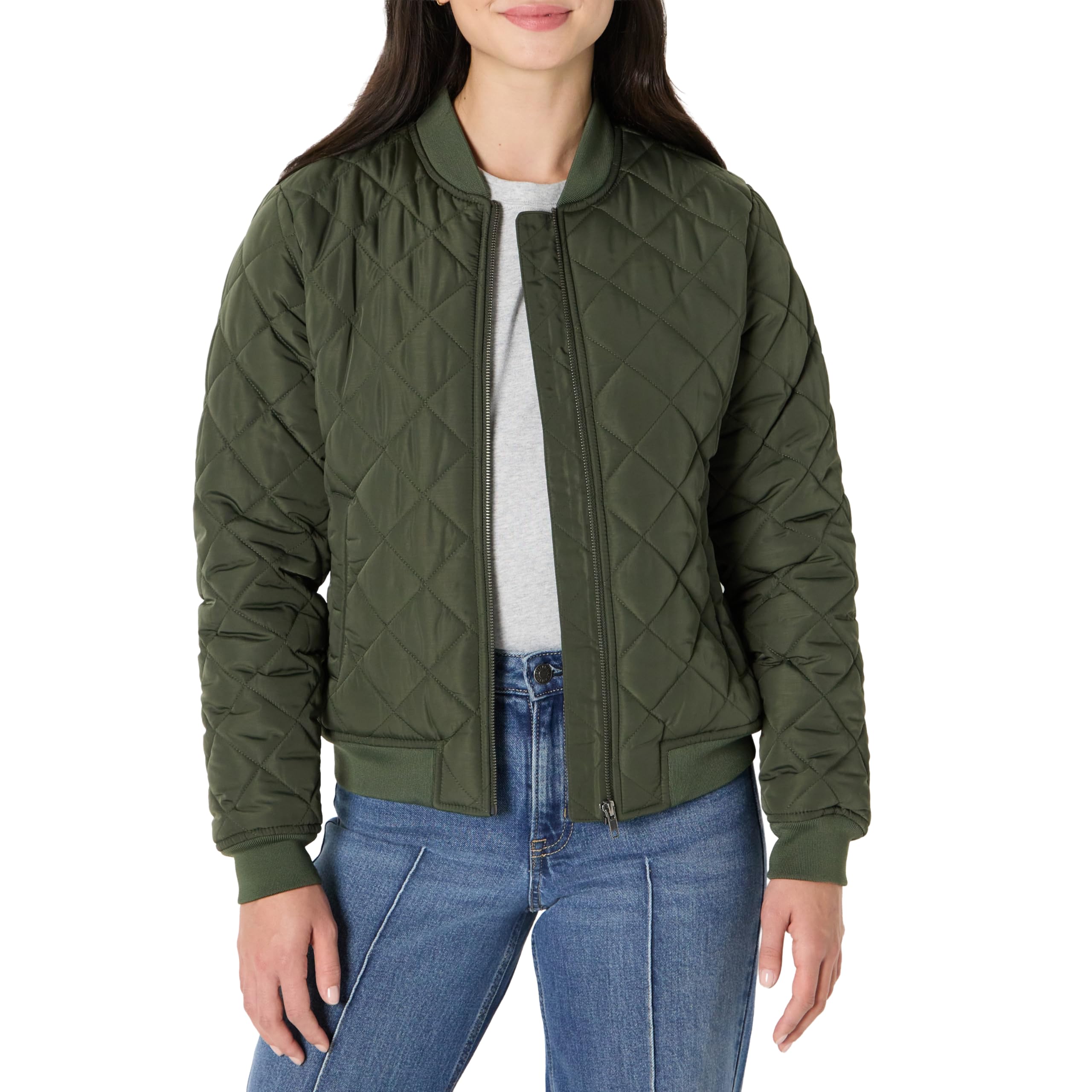 Amazon Essentials Women's Regular-Fit Quilted Bomber Jacket