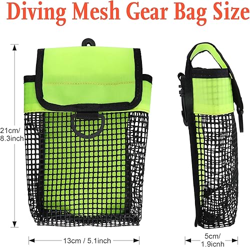 Miniatura 7 de Bolsa de equipo de buceo, carrete de dedoSMB Marcador de superficie de seguridad Boya Mesh Storage Pocket, Snorkeling Equipment Holder Carry Pouch