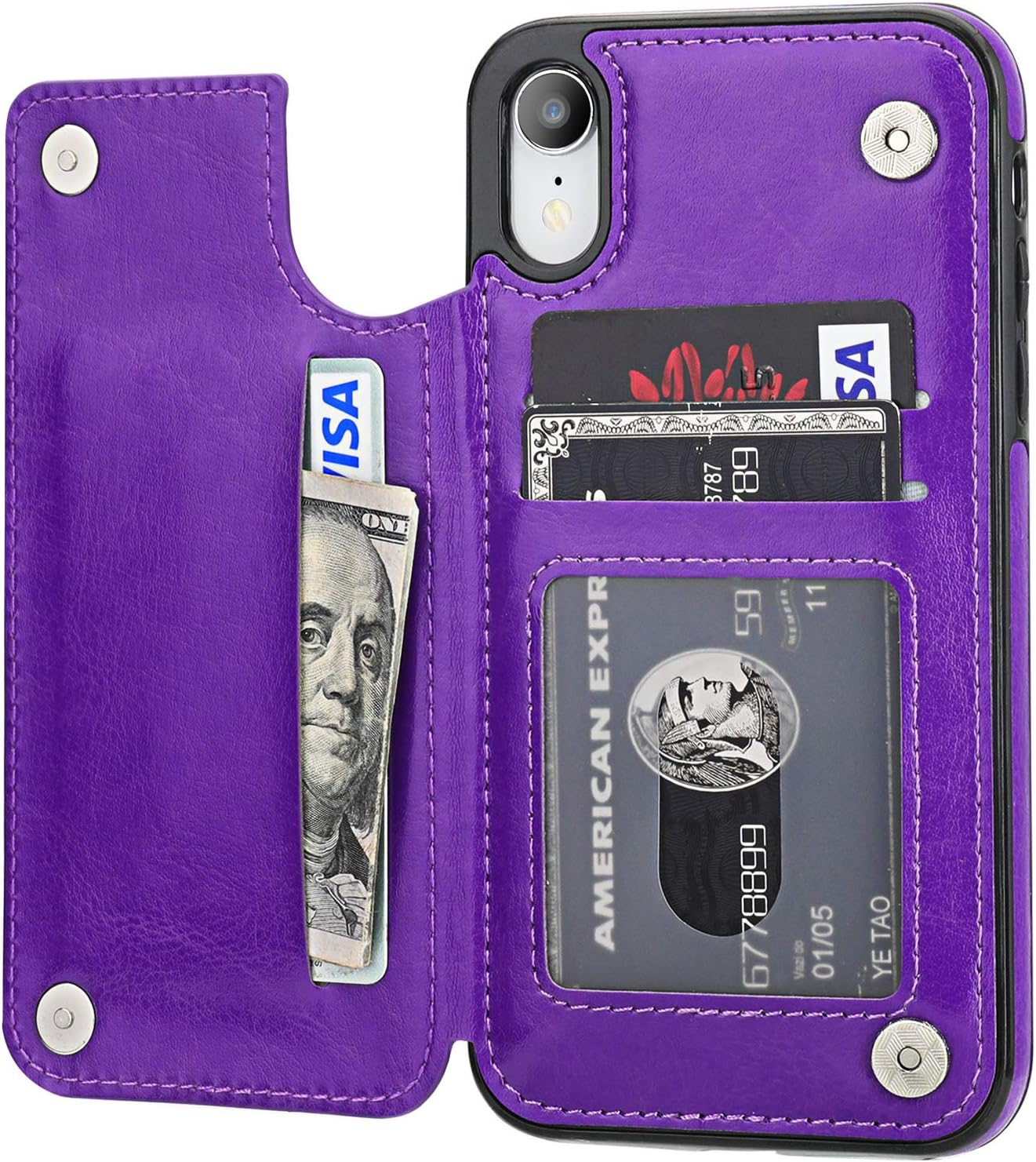 iPhone XR Wallet Case with Card Holder,OT Premium PU