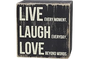 Farmhouse Distressed Wood Box Sign: Live, Laugh, Love