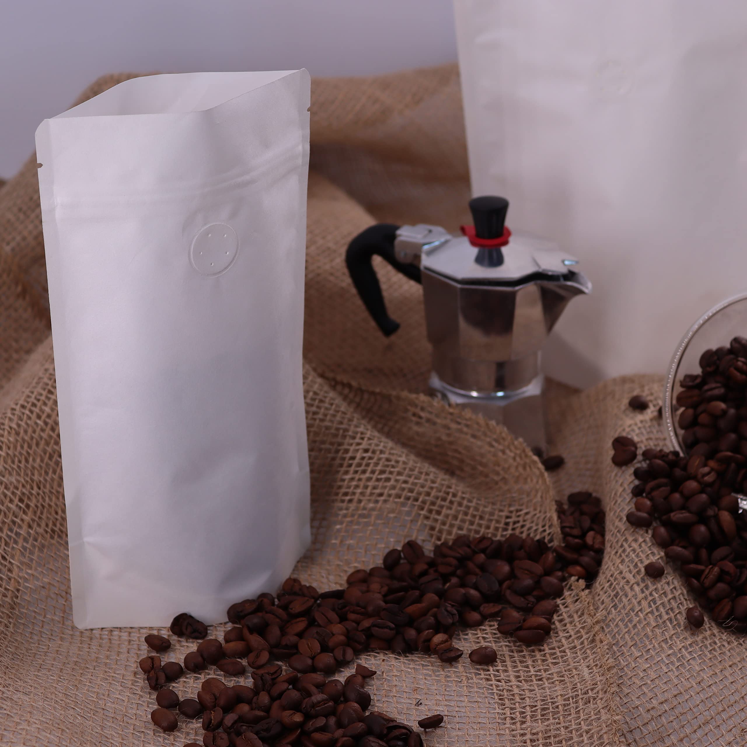 Lacers Bolsa de papel de estraza en varios colores, alta barrera con válvula, sostenible, bolsa de café con válvula de protección aromática, reutilizable