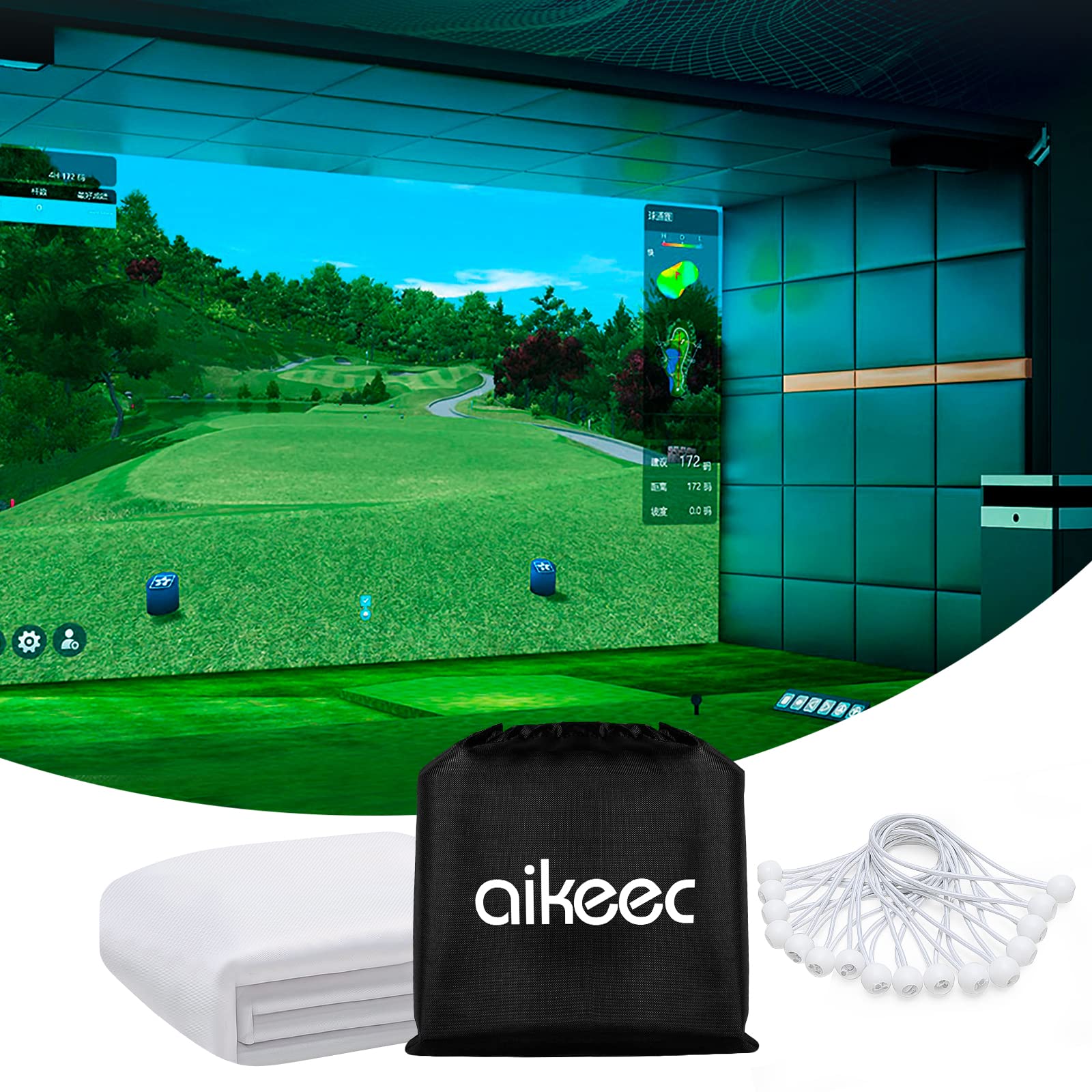aikeec Indoor Golf Simulator Impact Screen Display Projector Screen for Golf Training Projection Screen 118 x 157 inch