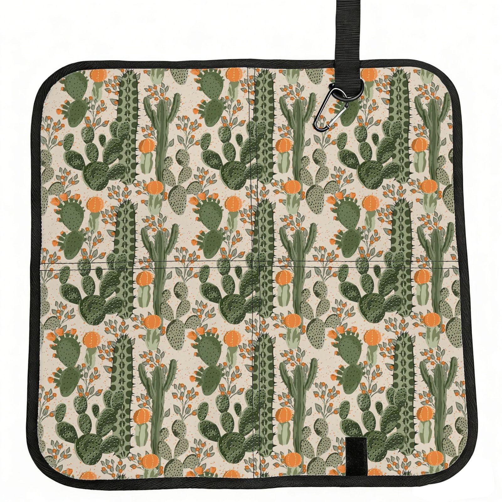 OKFSTY Green Cactus Print Fold Away Seat Cushion Portable Outdoor Pad Polyester Bleacher Bench Mat Travel Picnic Pad