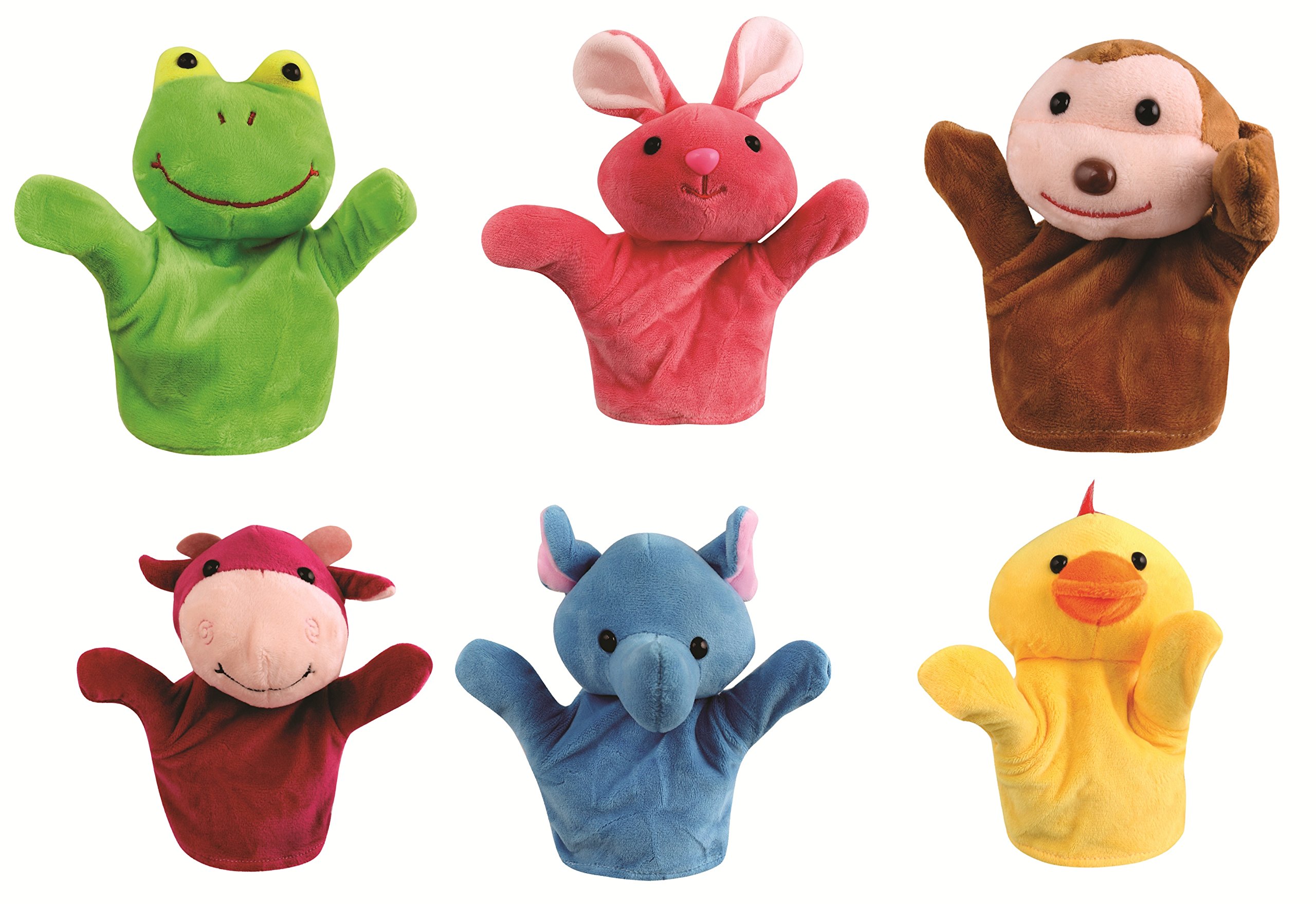 Skylofts 20cm Rabbit, Frog, Cow, Monkey, Duck & Elephant Animal Hand Puppets for Boys & Girls, Multi Color (Pack of 6 Random Designs) (B07DGHV1LV) Amazon Price History, Amazon Price Tracker