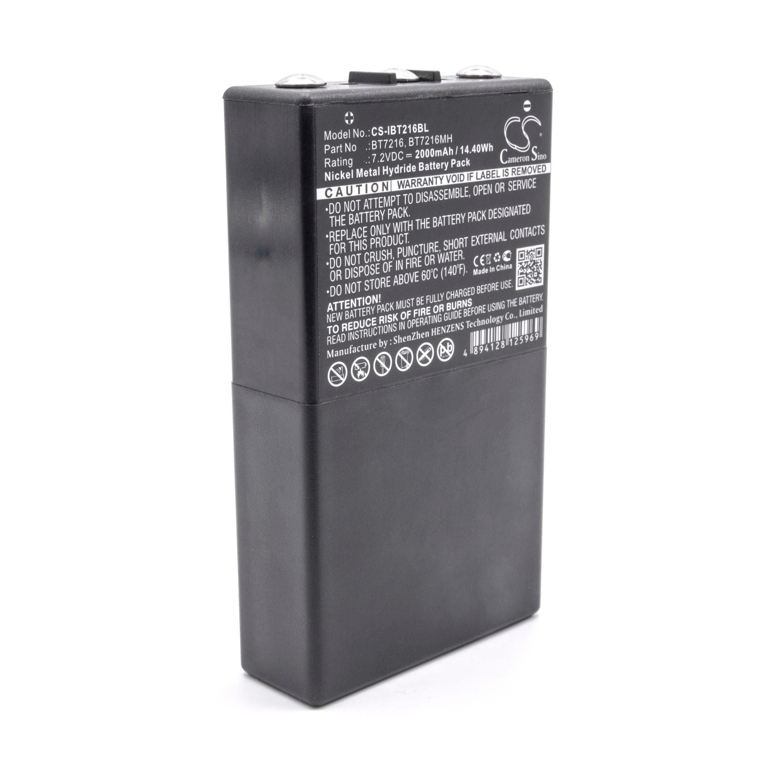 vhbw NiMH Batterie 2000mAh (7.2V) Noir pour télécommande Remote Control comme Itowa 26.105, BT7216MH