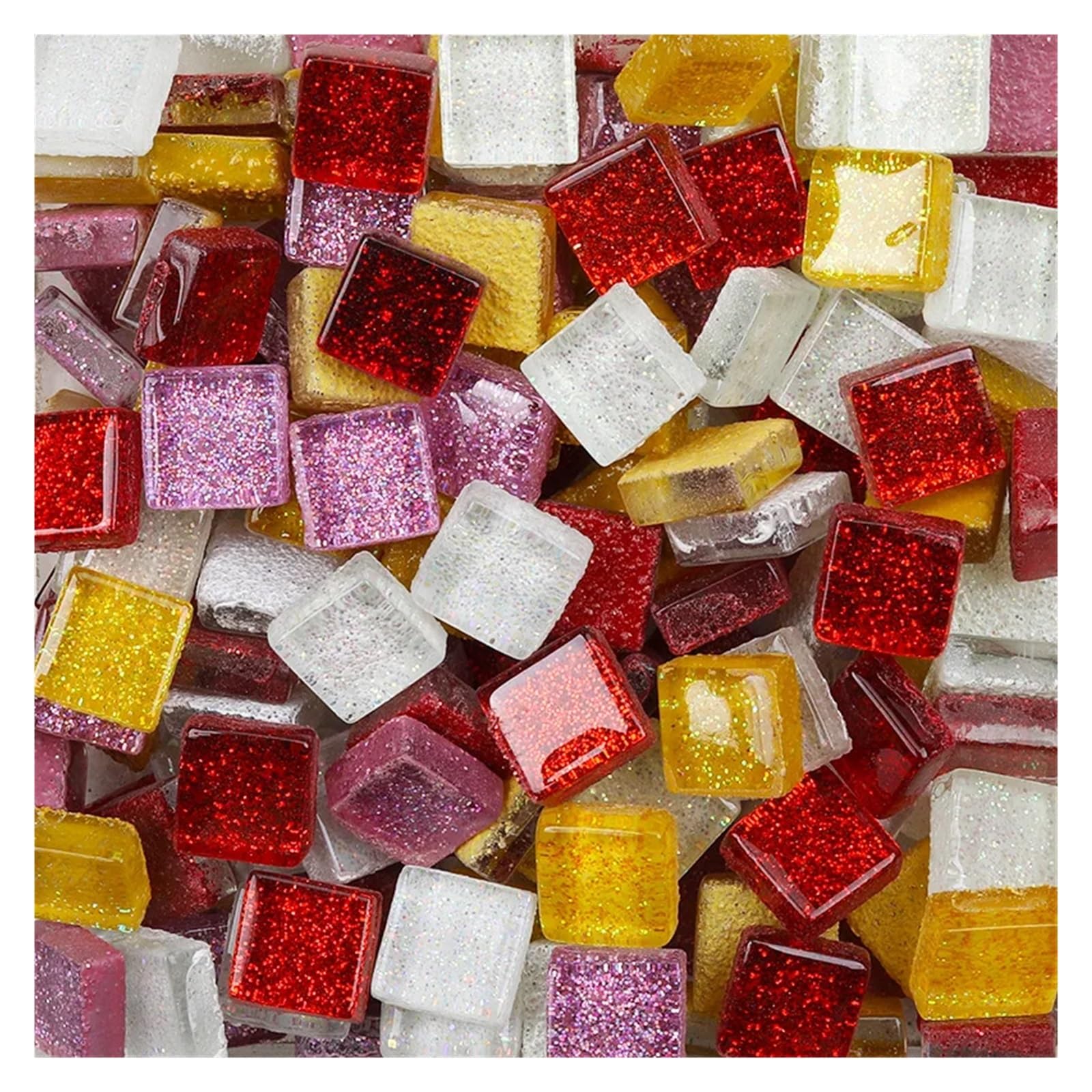 Xulvoz Color14 Mosaic Tiles 400G Diy Mix Color Glitter Glass Mosaic Stones Tiles Pebbles Crafts Material Puzzle For Making Arte