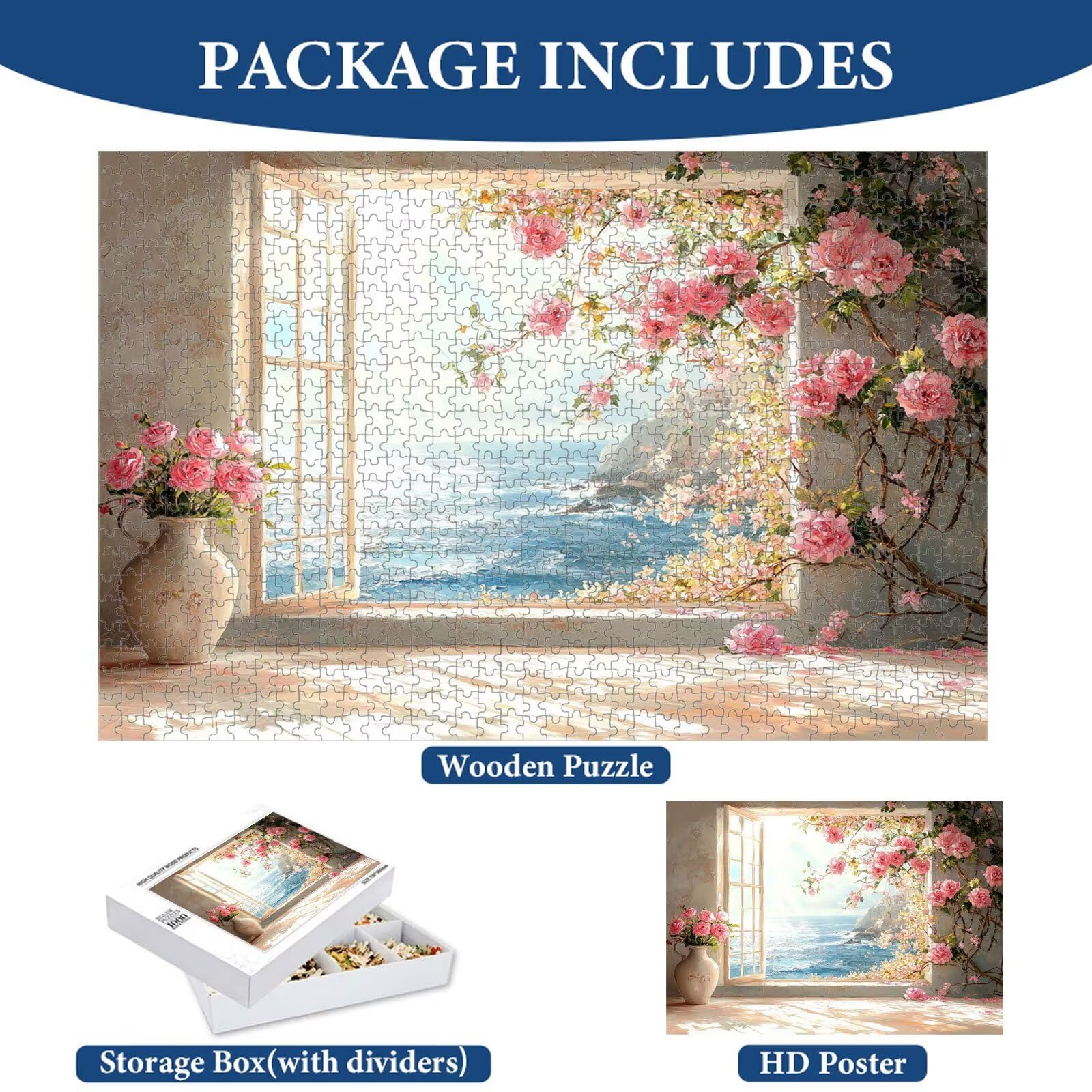 1500 Pezzi Puzzle Adulti - Fiore & Rosa - Decorazione Murale 1T#686