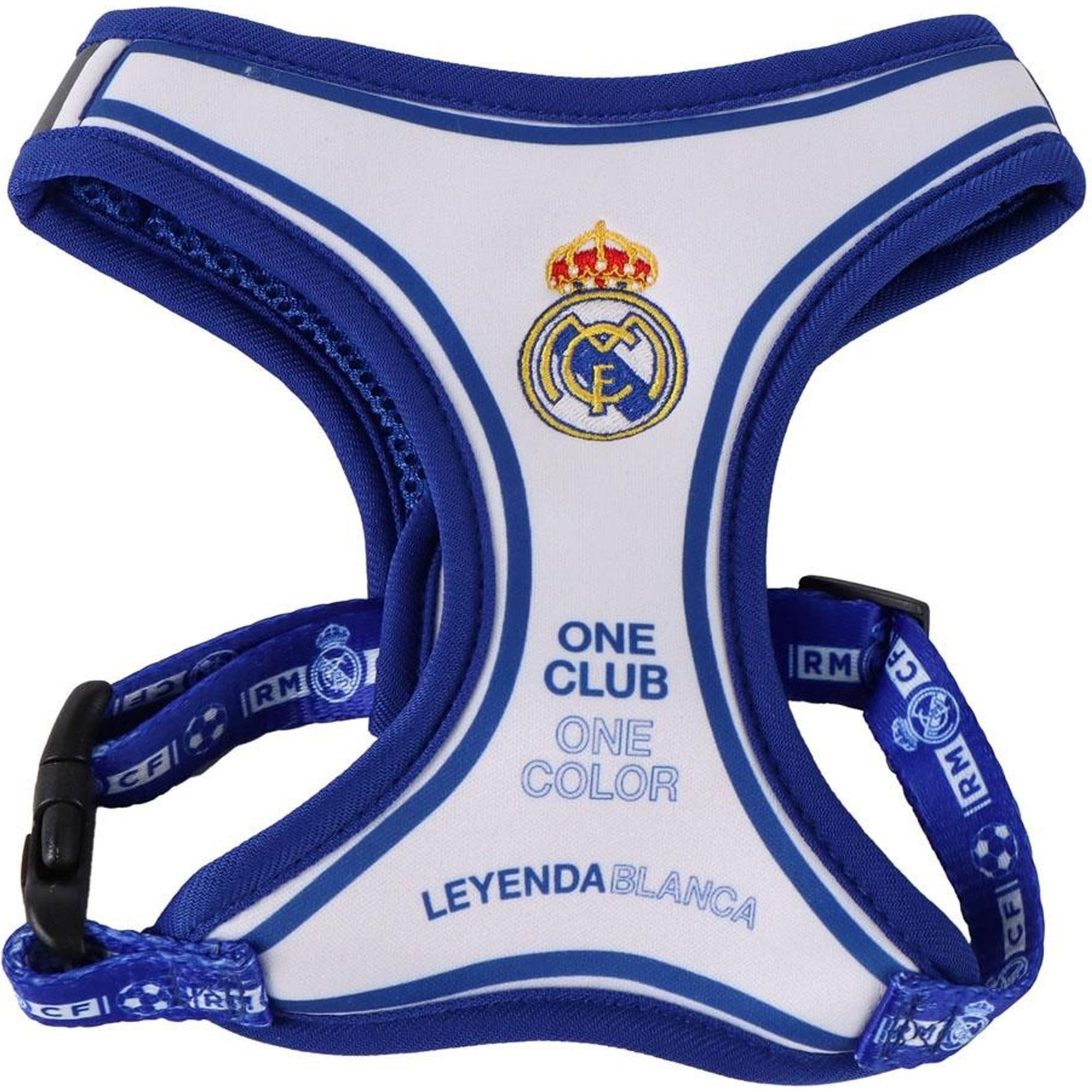 Real Madrid Dog Harness Medium Official Crest Design Secure Fit - Real Madrid Dog Harness Strong and Comfortable Accessory for Medium Dogs Total Control