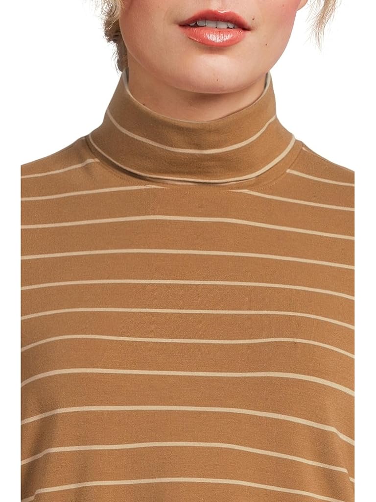 Brown L.L.Bean Soft Stretch Supima Turtleneck Long Sleeve Stripe