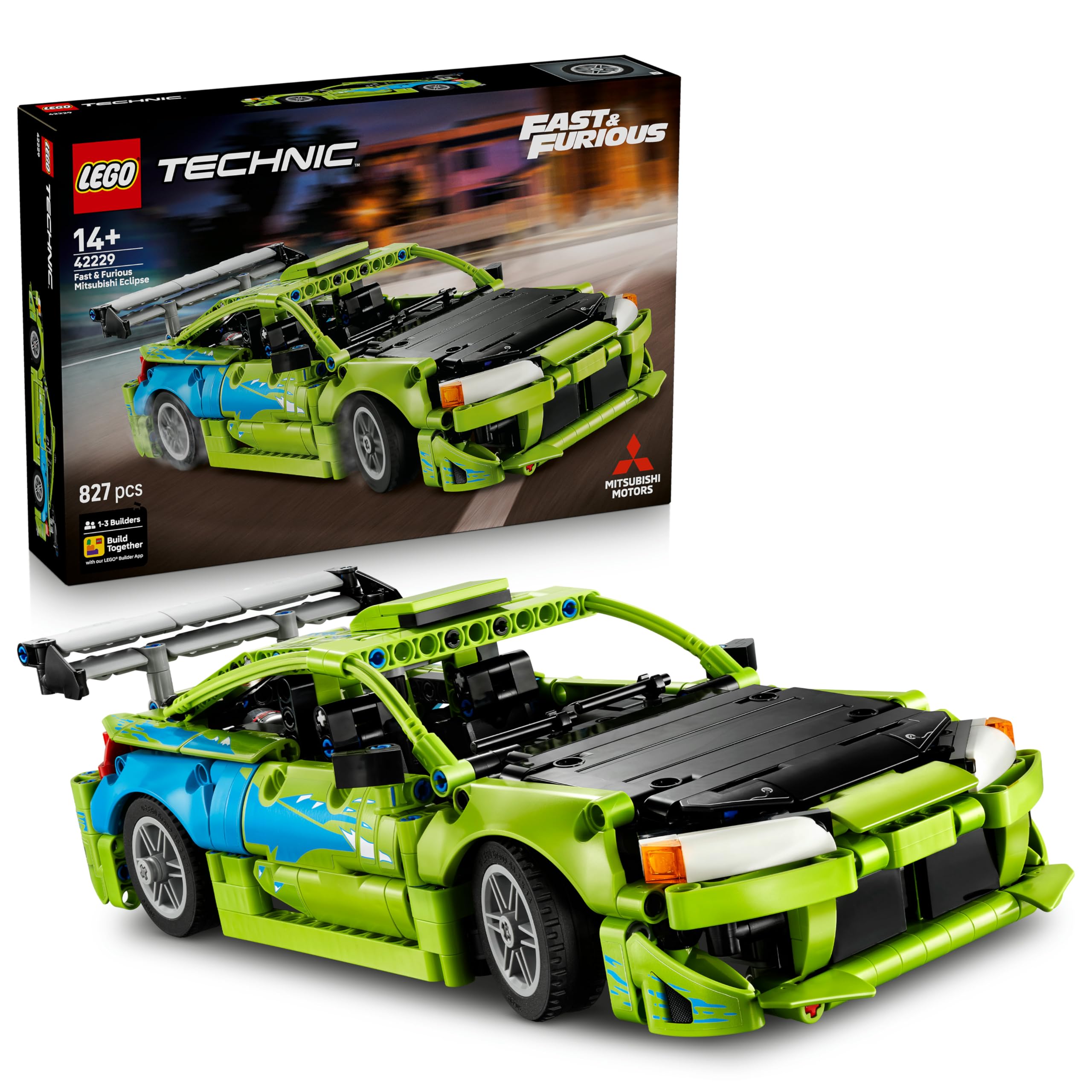 LEGO Technic Auto Mitsubishi Eclipse Fast and Furious - Kit Modellismo STEM da Collezione con Sterzo e 2 Bombole di NOS - Regalo per Ragazzi da 14 anni in su e Fan Adulti dei Film - 42229