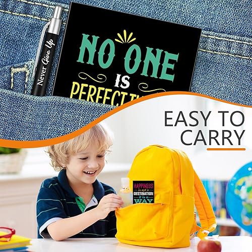 Miniatura 3 de Yeaqee Juego de 72 bolígrafos inspiradores, bloc de notas, con cita motivacional, bolígrafos pequeños, mini diarios de profesores, regalos para