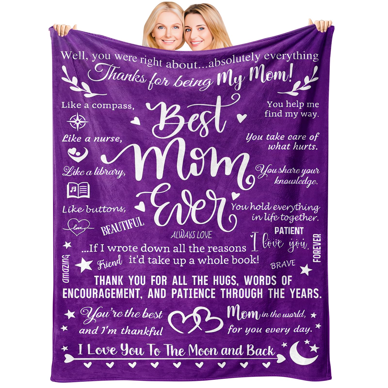 Regalos para el día de la madre, juegos de canasta de spa relajante para mamá de parte de hija hijo, manta Best Mom Ever para el día de la madre, manta suave y cálida con letras, regalos únicos para