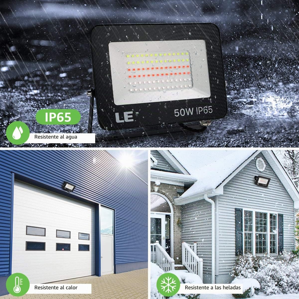 Lepro LED Foco RGB 50W con Control Remoto, 16 Colores y 4 Modos, Pack de 2 | Alcance del Control Remoto de 10m, Ángulo de Haz 120°, Impermeable IP65, Iluminación Multicolor para Terraza, Jardín, Patio