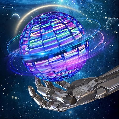 Juguetes de bola de orbe volador para niños bola mágica voladora giratoria de 360 bola flotante controlada a mano con luces LED de colores juguete