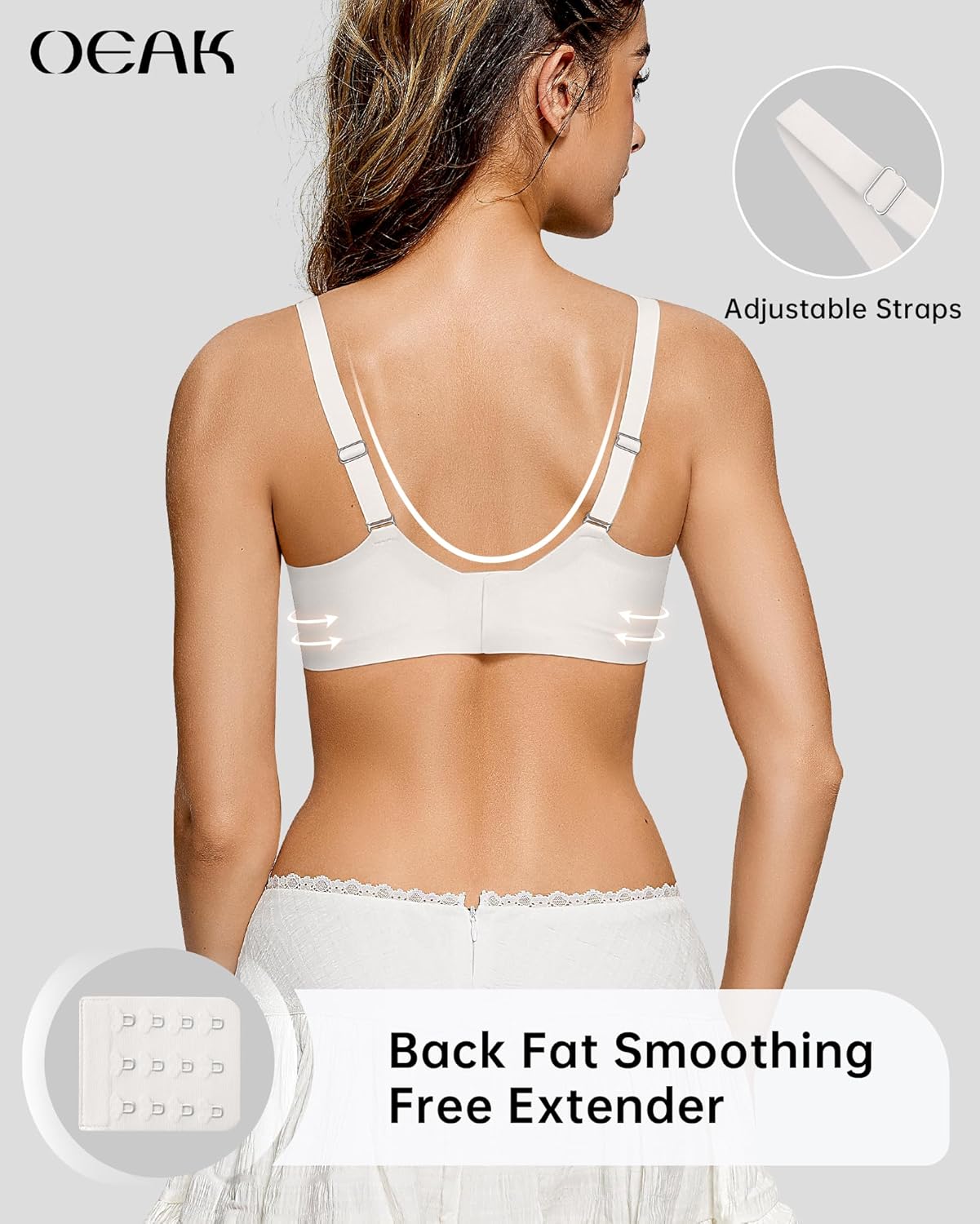 OEAK Womens Wireless Bras Scalloped Push Up Bralettes No Underwire Supportive Tshirt Bra Seamless Comfortable Everyday Bras - Image 3