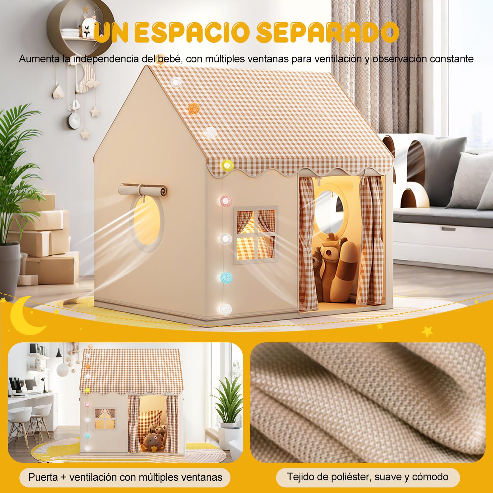 Ergocar Tienda De Interior La Tienda Interior para Niños con Cojines, Luces Bola, Nubes, Mariposas, Adecuadas Decoración La Sala Regalo Cumpleaños para Niños y Niñas