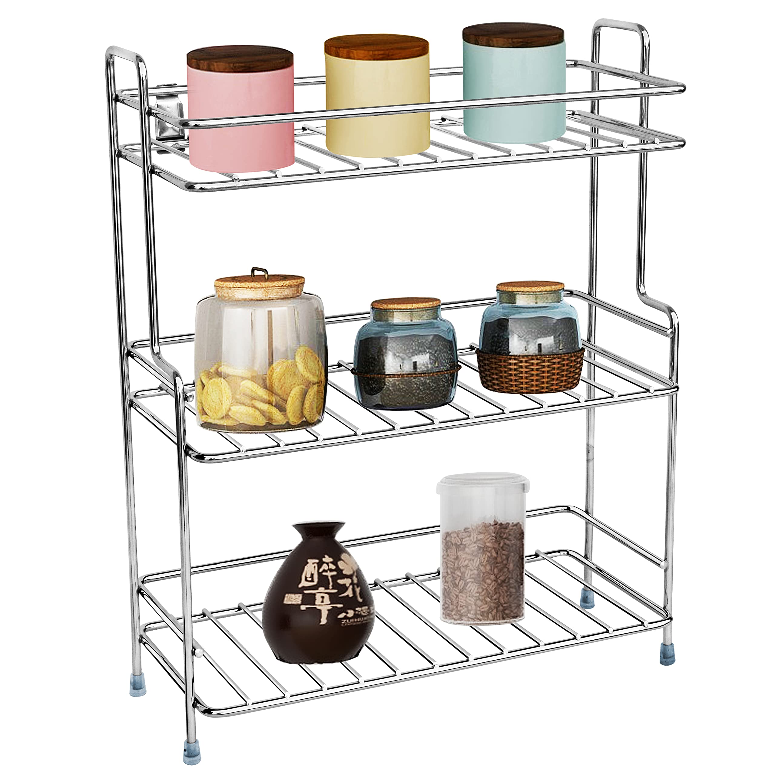 Primax Stainless Steel Shelf - Multipurpose & Stackable Rack Organizer for Bathroom & Kitchen/Bathroom Accessories (Chrome-Silver), Set of 1 (B0BRVKV5DP) Amazon Price History, Amazon Price Tracker