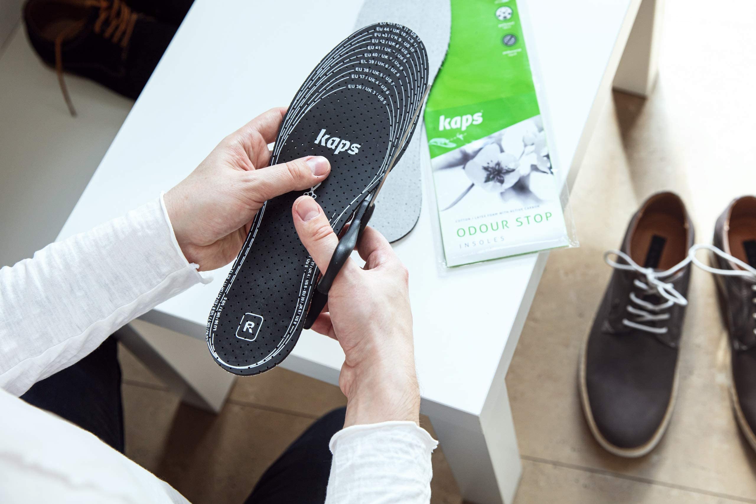 Kaps Paquete de 6 Pares Plantillas Anti-Olor Carbón Vegetal Insertos Zapatos Odour Stop Corte Medida