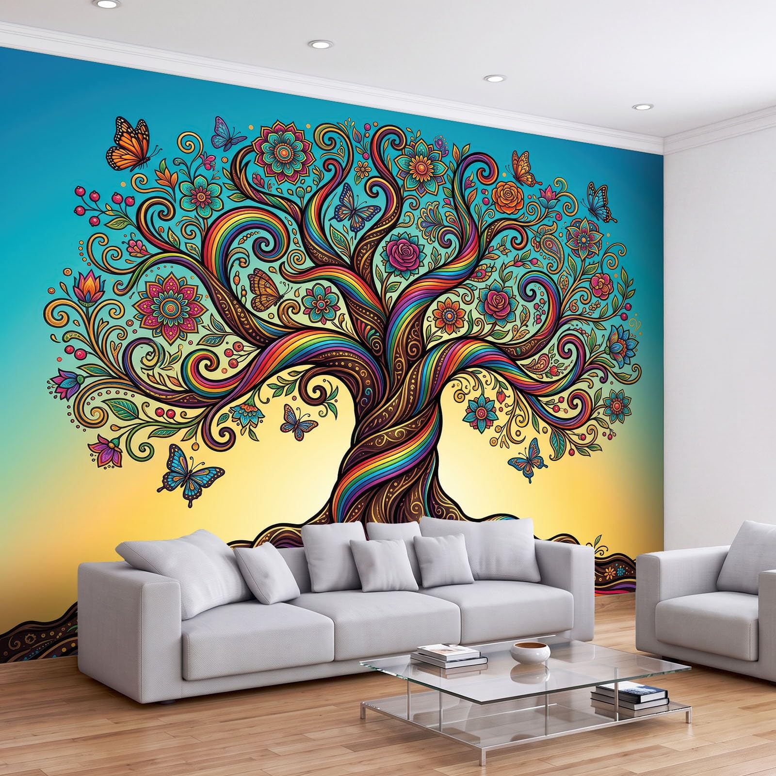 Tapeta 3D panoramiczna fototapeta 200 x 140 cm fantazyjne rośliny kwiaty