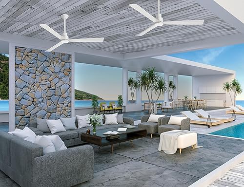 Miniatura 10 de Minka-Aire F787-WHF Protruding Mount, 3 Flat White Bladed, Smart Ceiling Fan, White - Ivory