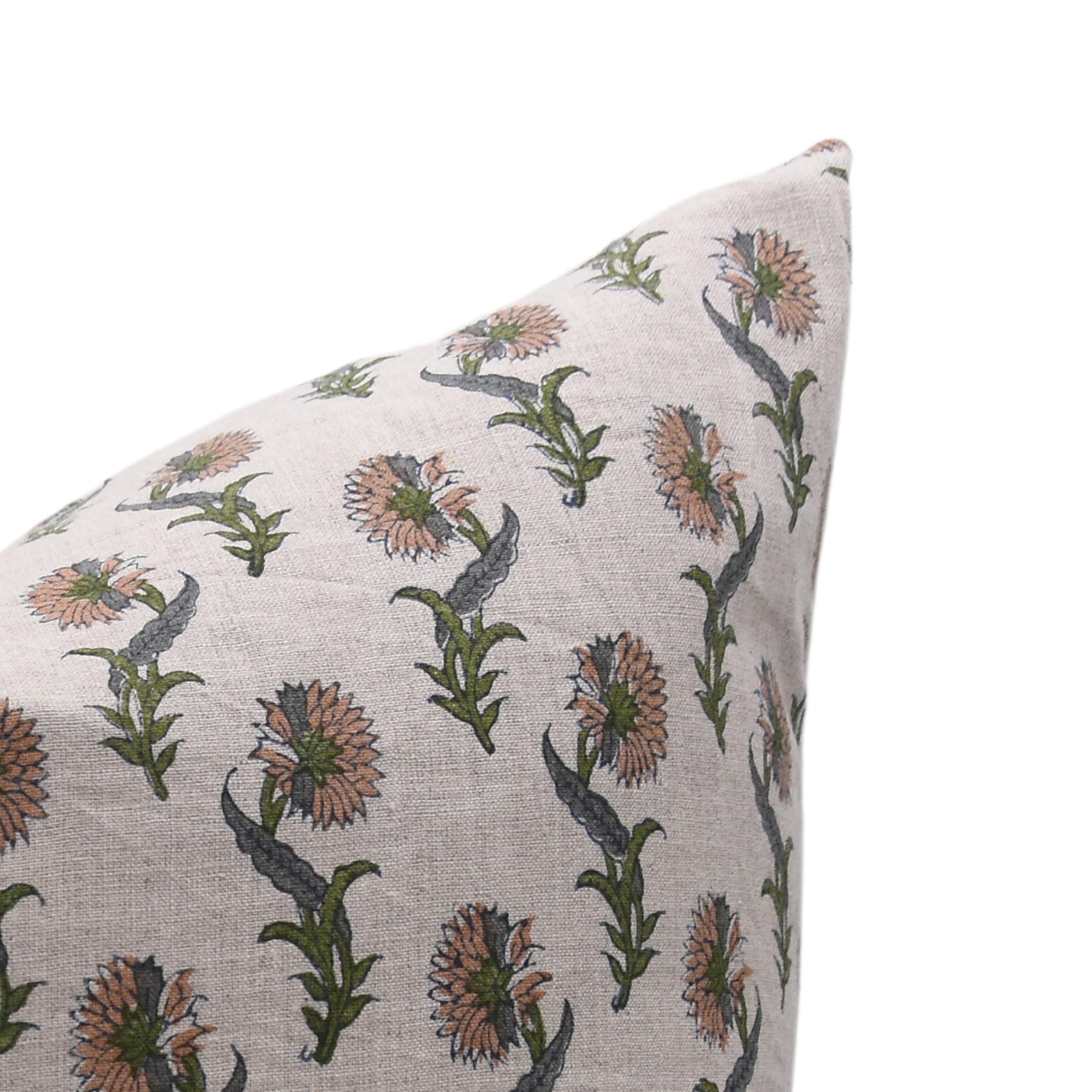 Fabritual Funda De Cojín Hecha A Mano Con Estampado De Bloques De Lino Puro De 16 X 16 Pulgadas, Con Cremallera, Para Sofá, Interior, Exterior, Otoño, Decoración De Verano, Decoración Bohemia