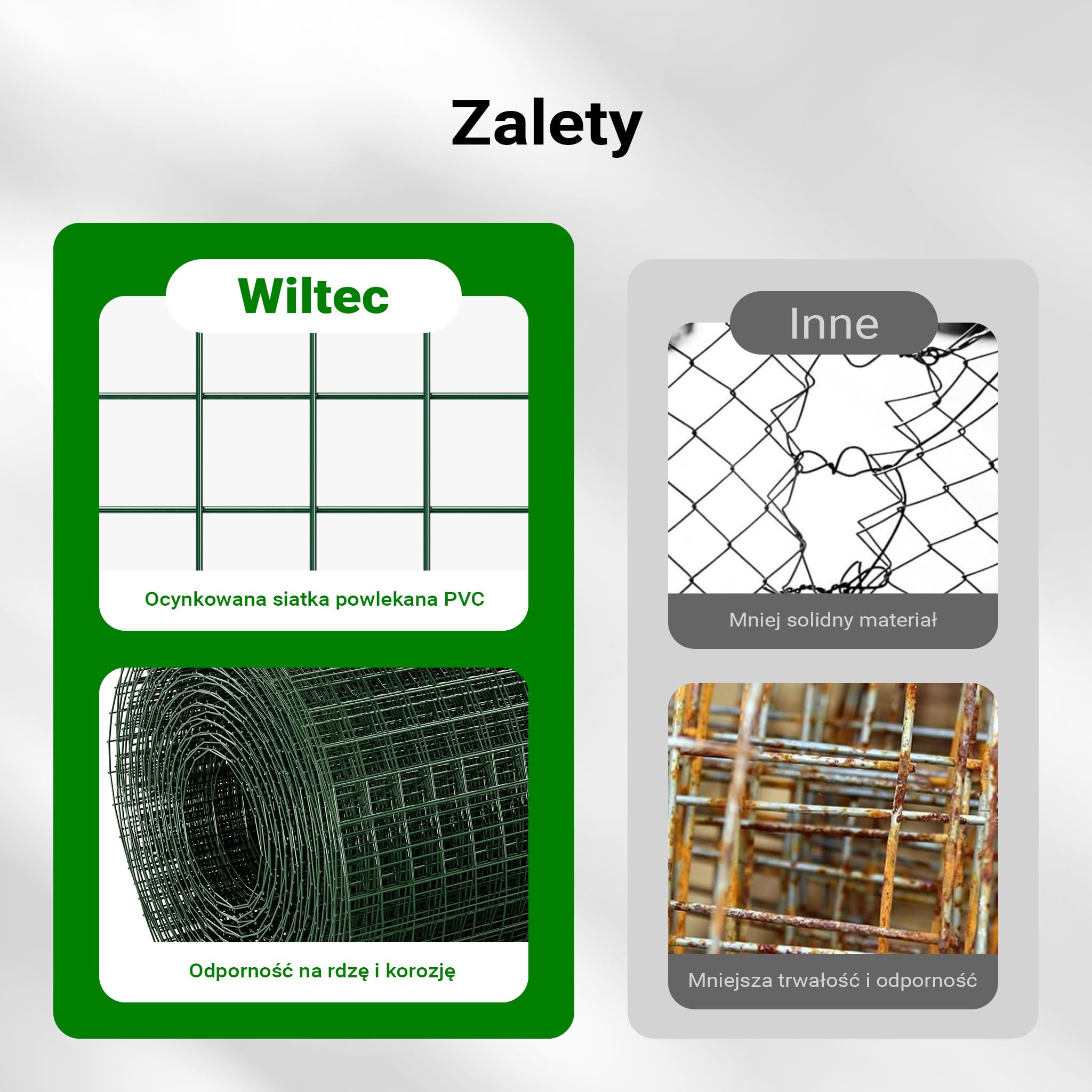 Wiltec Siatka ogrodzeniowa ocynkowana 1 x 10 m, zielona, stalowa siatka leśna na woliery i gryzonie, drut 1,42 mm, oczka 25 x 25 mm