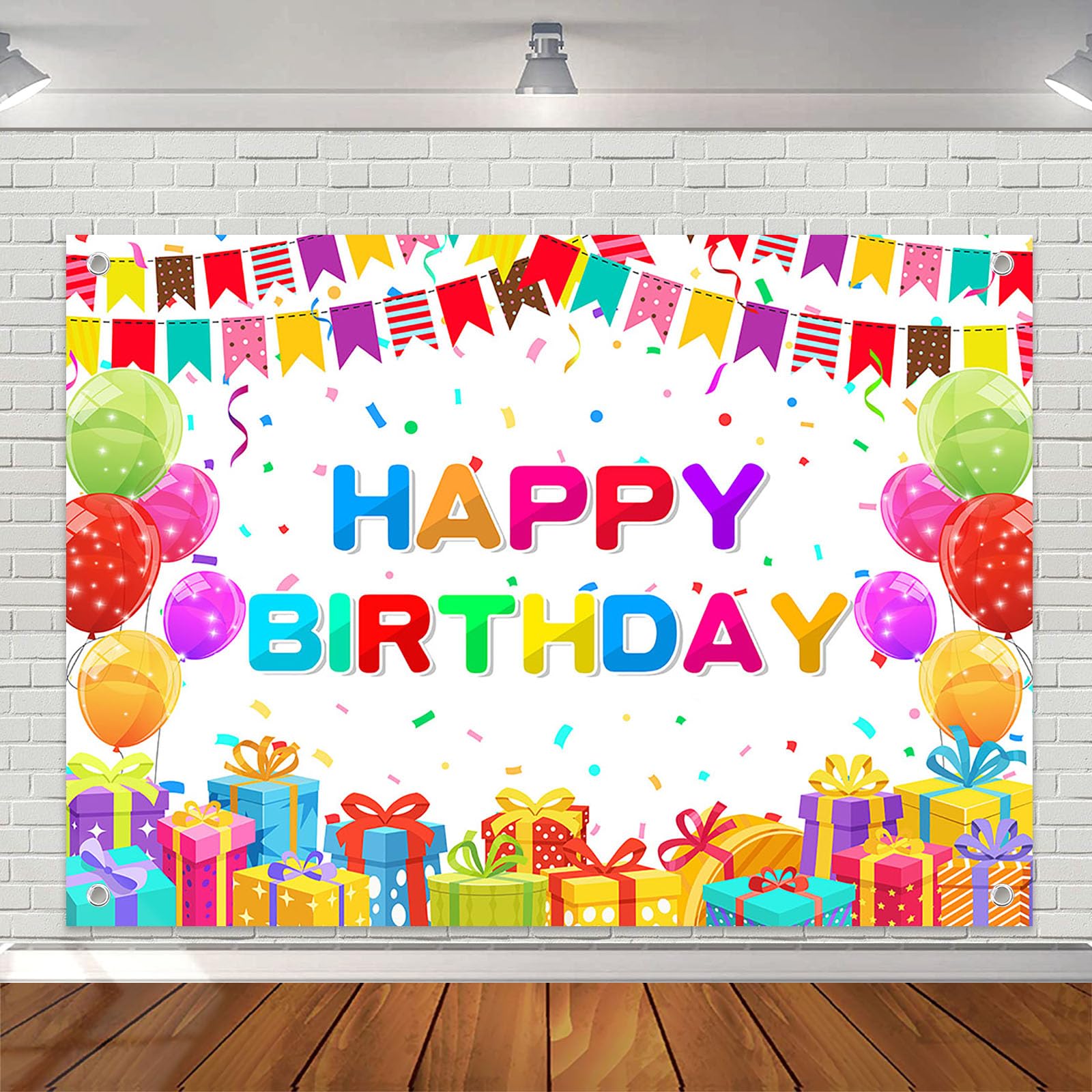 Avezano Colorful Happy Birthday Backdrop for Girls Boys Cartoon Birthday Party Banner Colorful Balloons Birthday Party Decorations Supplies for Boys Kids (7x5ft)