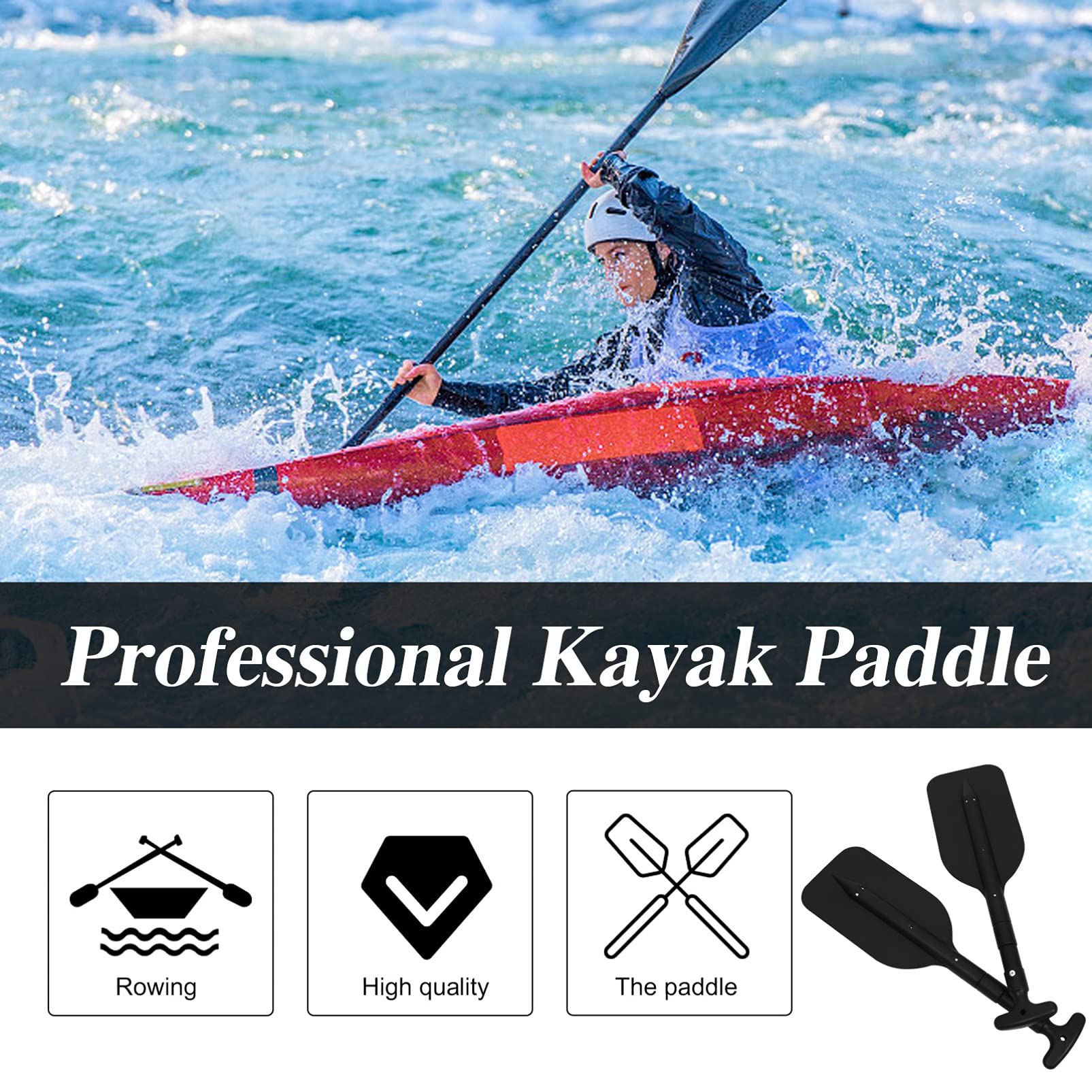 LIOOBO Lot de 2 rames télescopiques en alliage d'aluminium et plastique pour kayak