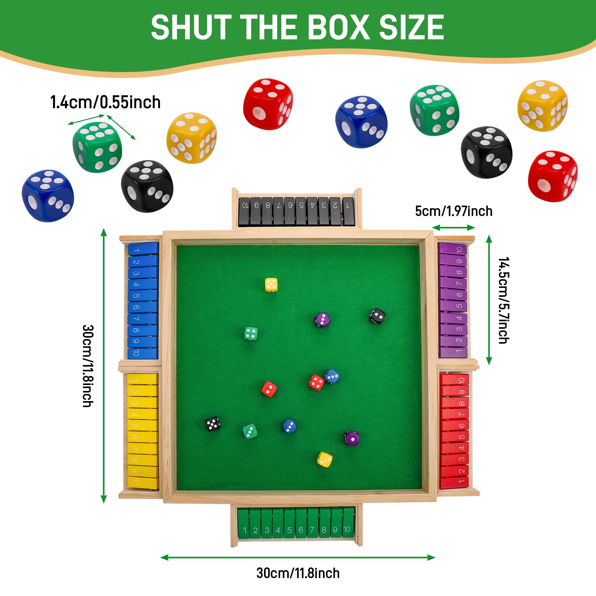 Fentar Shut the Box Game 6 Player, Puzzle Dice Games, Premium Wooden Board Game, Fun Close the Box Game - Image 4