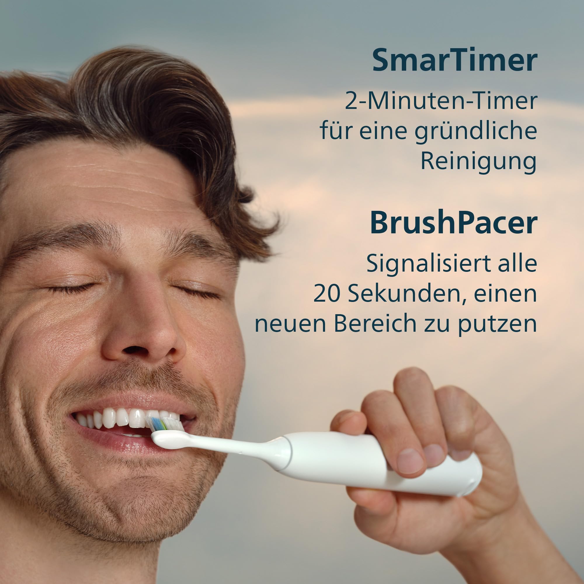Philips Sonicare 5500 elektrische Zahnbürste, Schallzahnbürste mit 1 Intensitätsstufe, Andruckkontrolle, EasyStart, SmarTimer und BrushPacer, Weiß, Modell HX7110/01 [Neue Technologie]