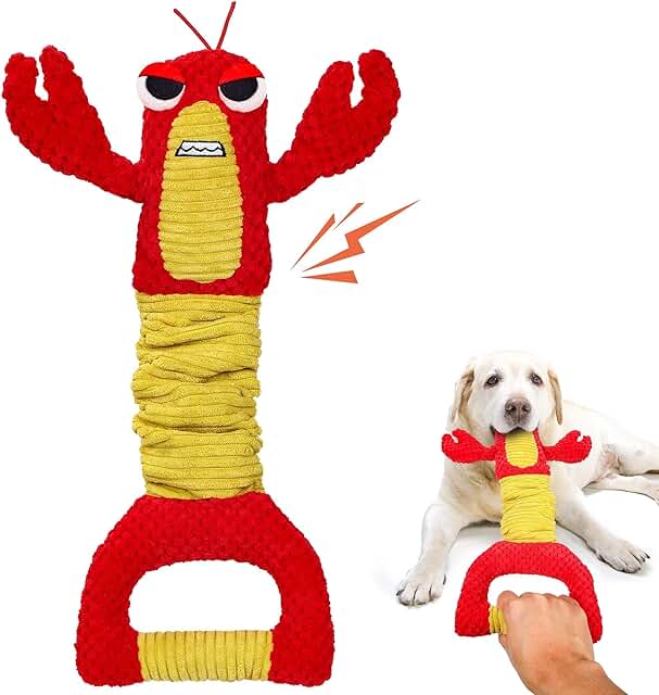 FLERDMAU Hundespielzeug Unzerstörbar Weihnachten - Robust Quietschend Tau Seil für Große Kleine Hunde - Interaktives Quietschendes Stofftier & Kuscheltier zur Beschäftigung, Zerren für Welpen Rot product image