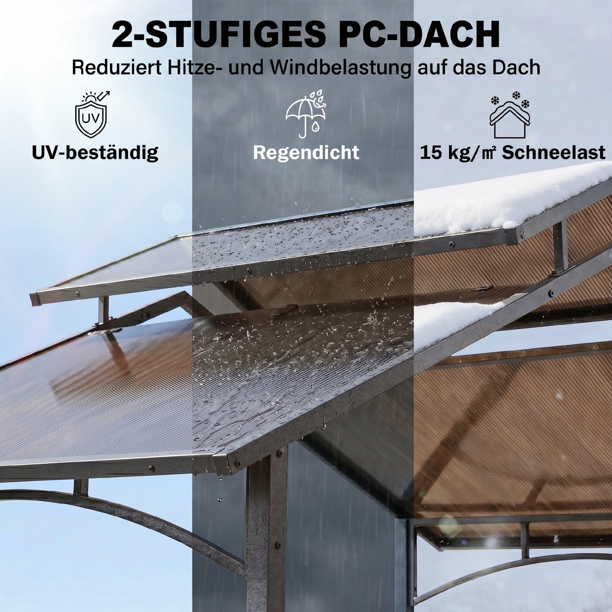 Outsunny Pawilon grill z dachem ognioodpornym 2,5x1,5m Stal Czarny+Brąz