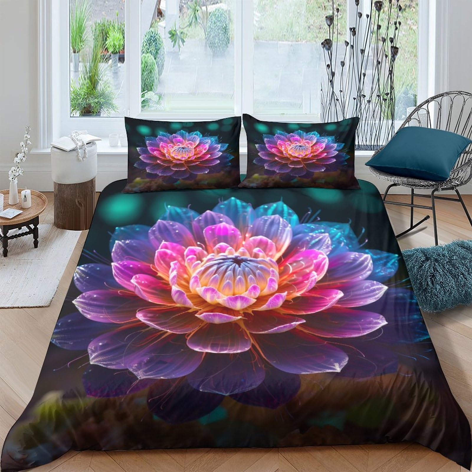 Parure de couette fleurie pour une chambre élégante et lumineuse de lit deux personnes