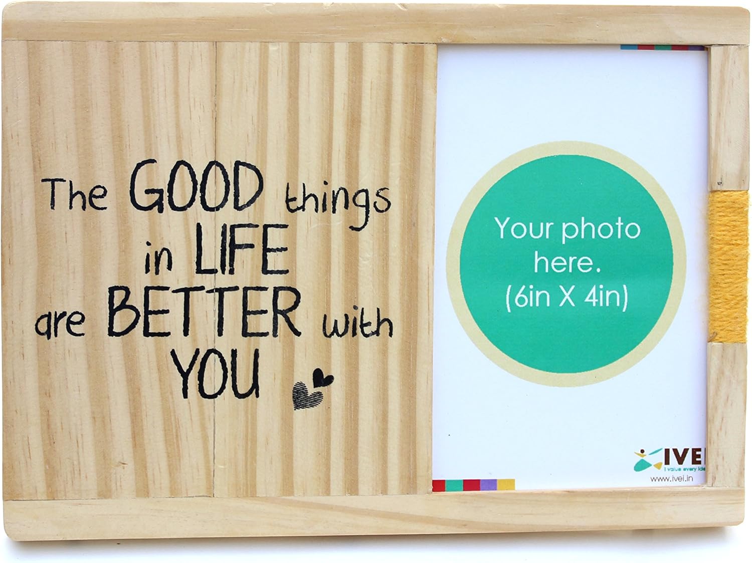 IVEI Wooden photoframe for Wall and Desk - Good Things in Life - Love Quote - Gifts for Partner - Love