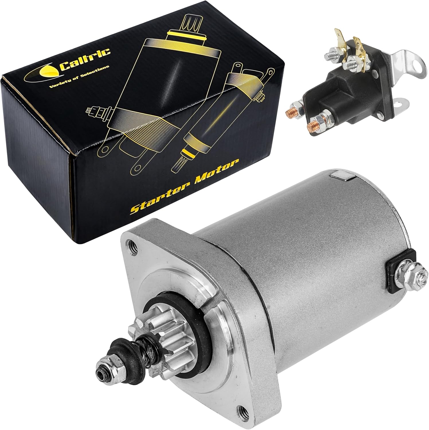 Caltric Starter and Solenoid Compatible with John Deere X300 X360 MIU10981 MIA11984 MIA11949