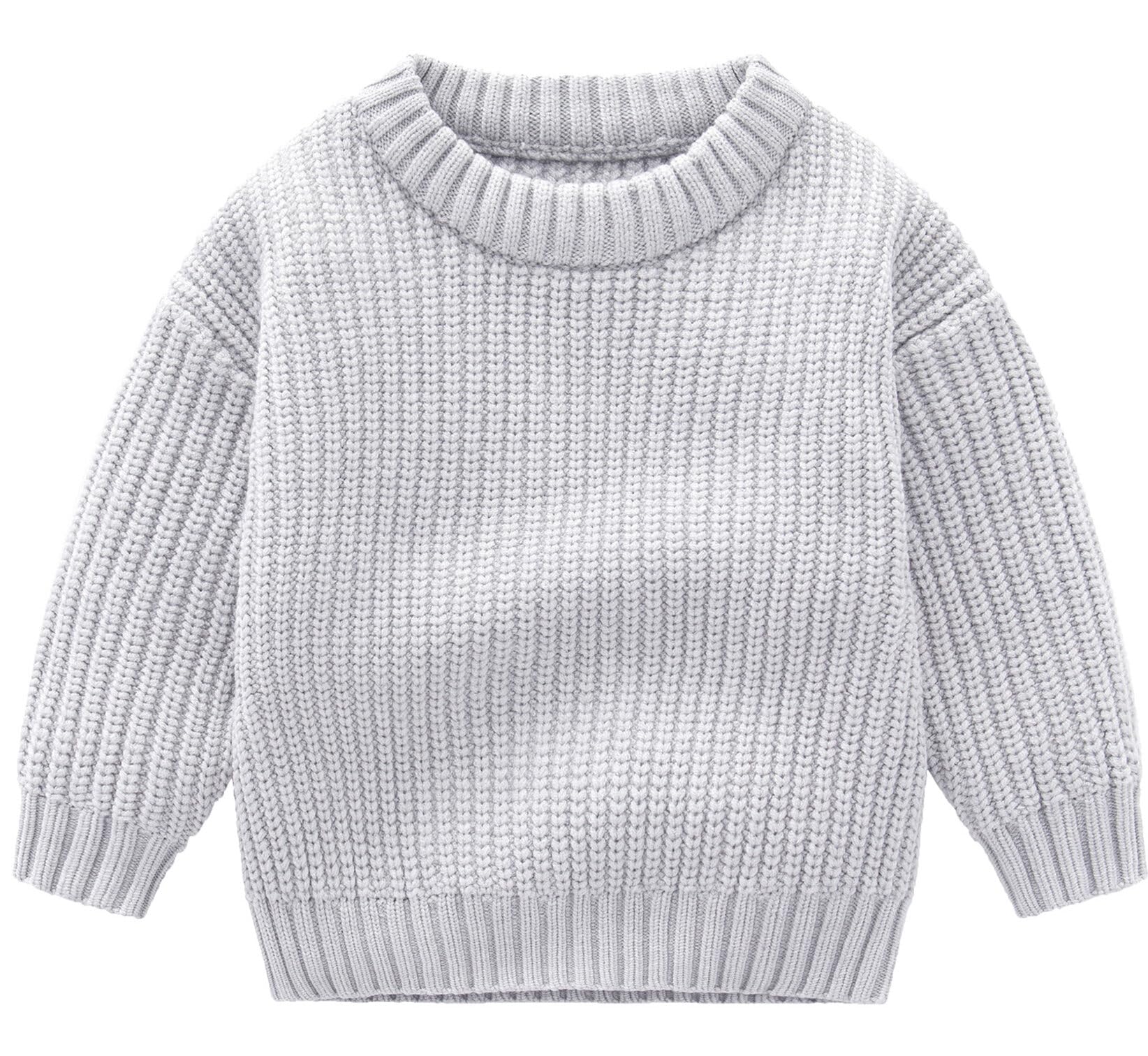 Happy CherryBaby Knitted Sweater Girls Boys Long Sleeve Chunky Knitwear Pullover Winter Crew Neck Soft Warm Sweatshirts Clothes 3 Months-5 Years