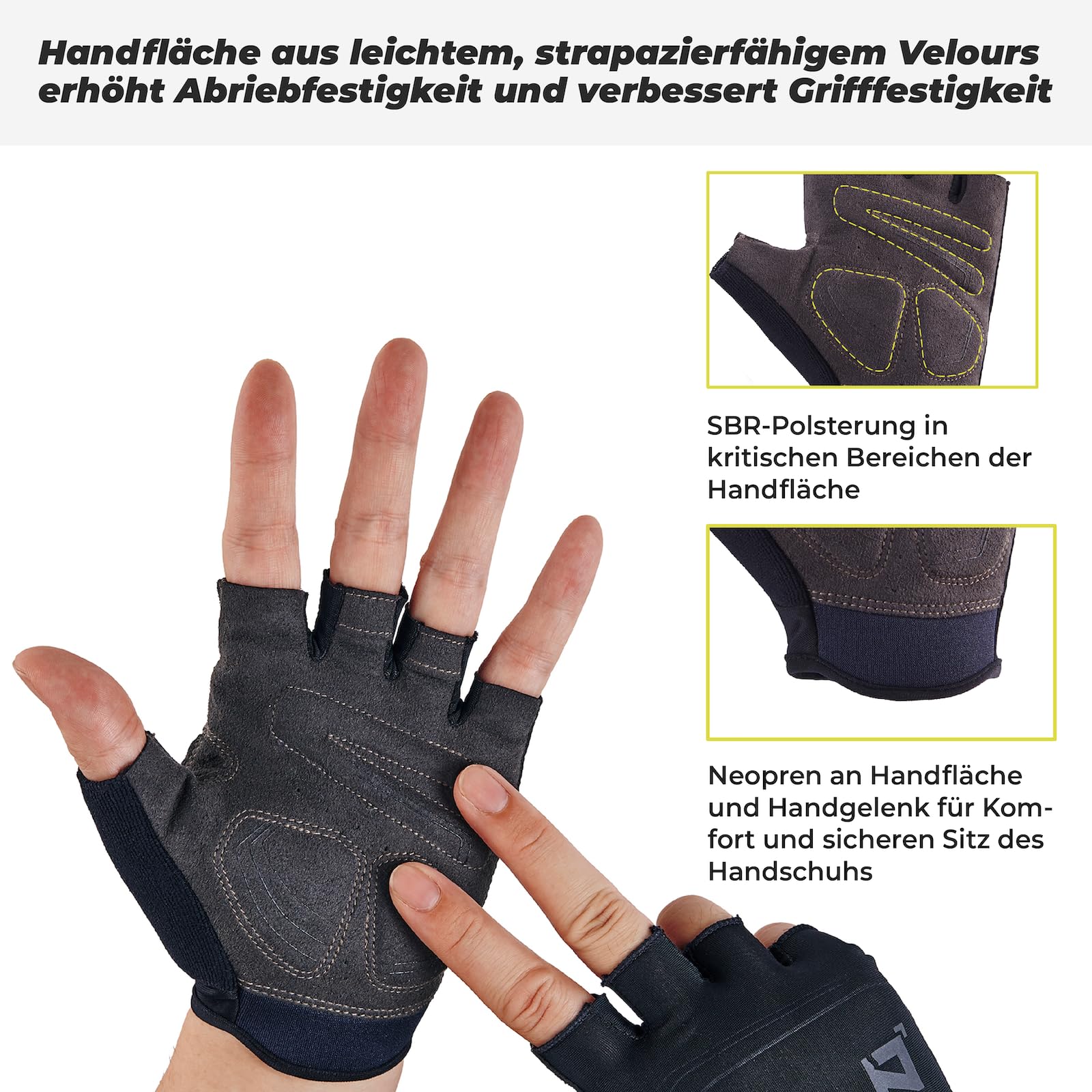 OOZi Guanti da ciclismo senza dita, per uomo e donna, materiale elasticizzato leggero, resistenti, imbottiti, per mountain bike, viaggi su strada, allenamento al coperto, sollevamento pesi