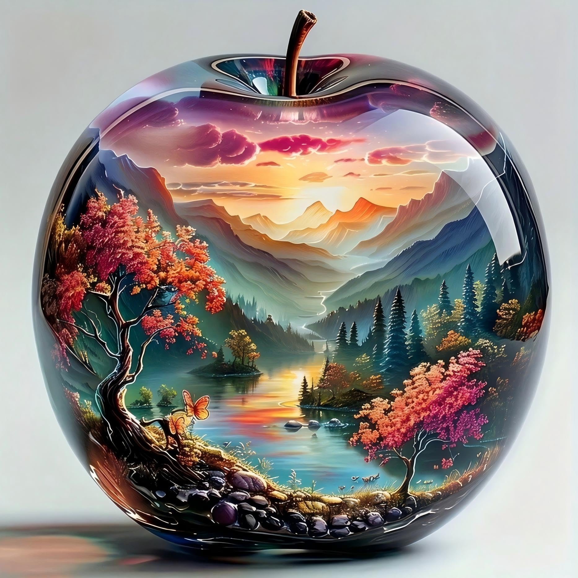 Jiqinsiye Landscape Diamond Painting Kit Adults,Crystal Apple Diamond Art