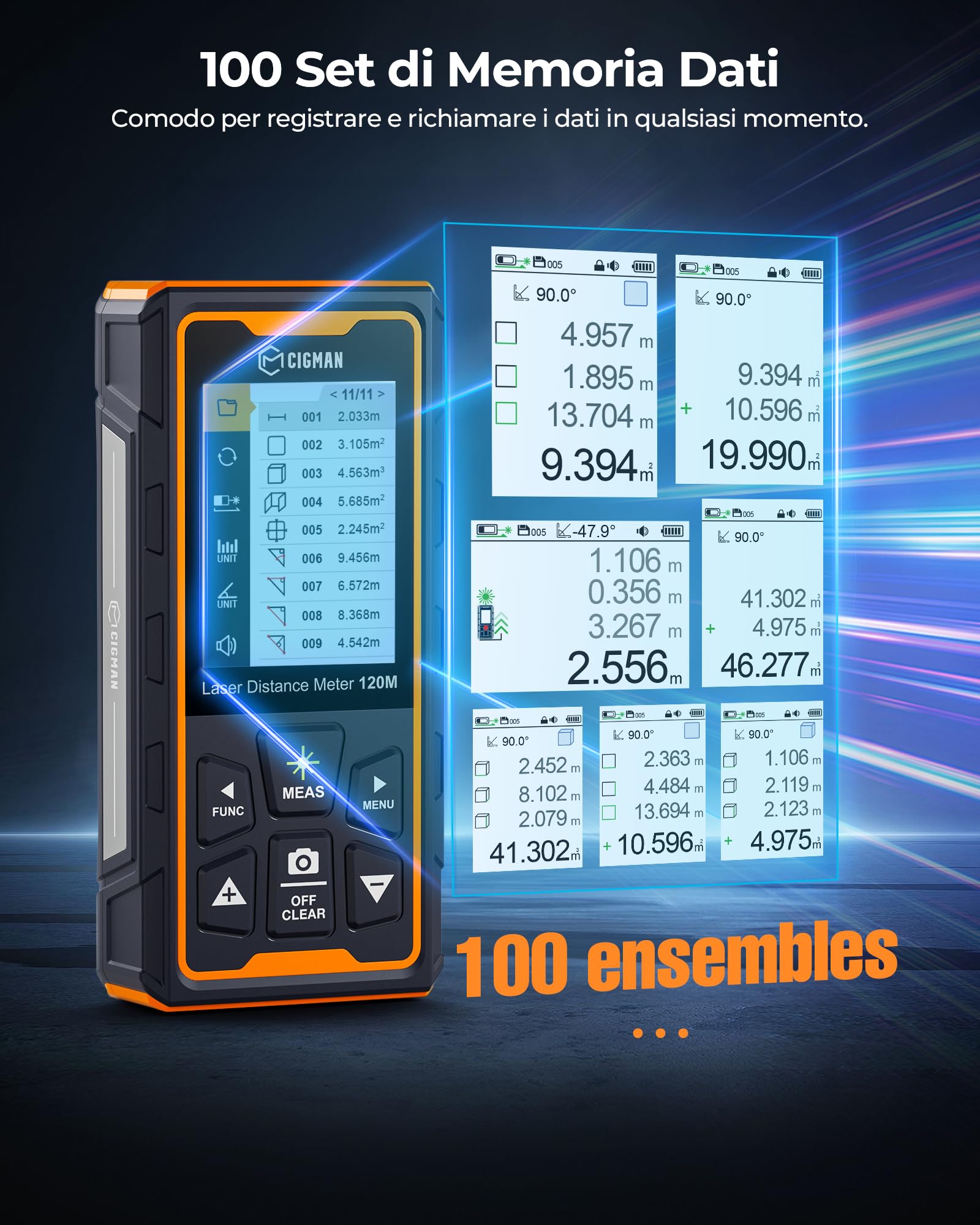Télémètre Laser bilatéral CIGMAN, jusqu'à 120 m (jusqu'à 60 m dans Chaque Direction), Batterie Rechargeable, câble de Chargement Type-C, avec Sac de Rangement