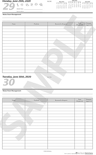 The Manager's Red Book - Solicitar libros de registro de días librescuadernosplanificadores, 8.5"x11" semestral, 118 páginas, 15 líneas por día