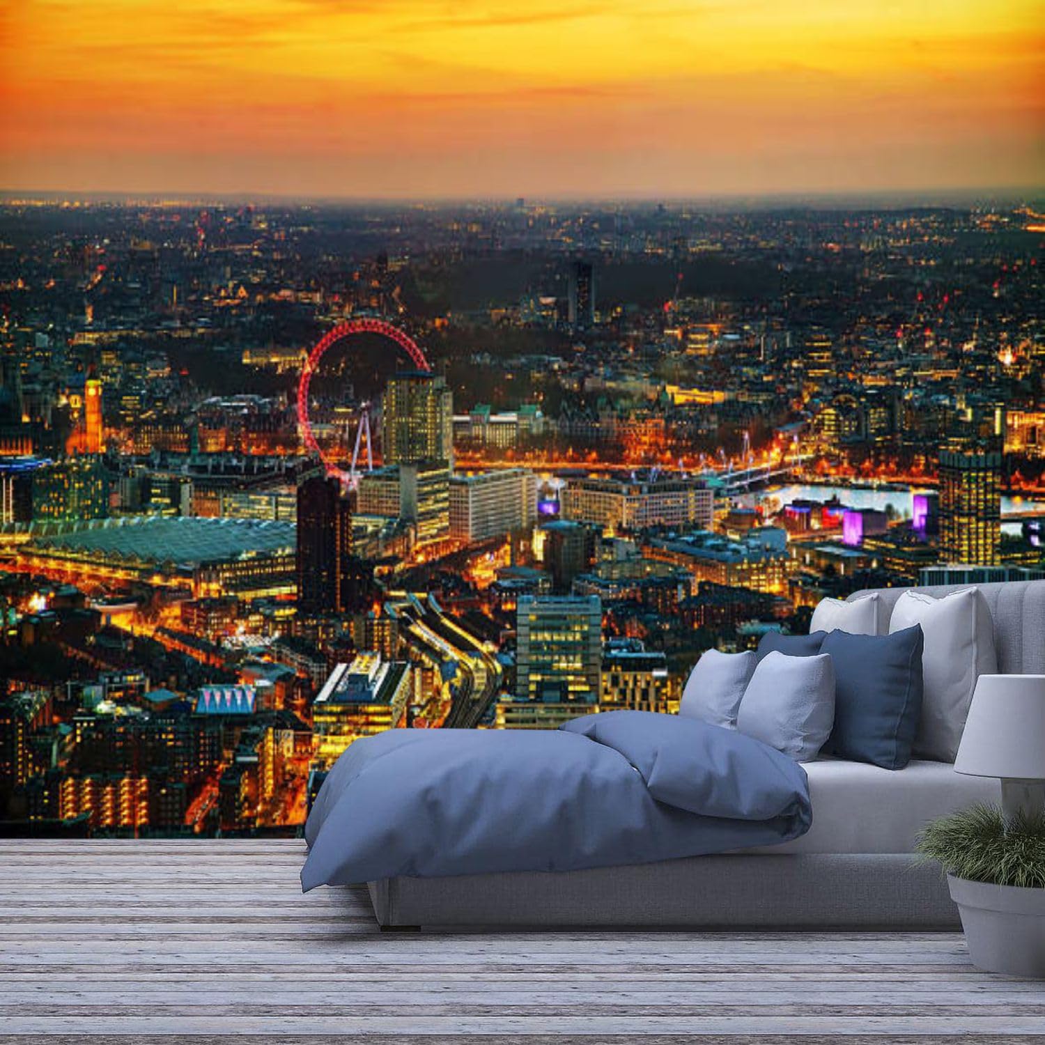 Modern 3D Removable Wallpaper Self-Adhesive View London England Architecture Building Exterior Cities City City Wall Murals Peel and Stick Wall Stickers for Living Room Bedroom Wall Decor