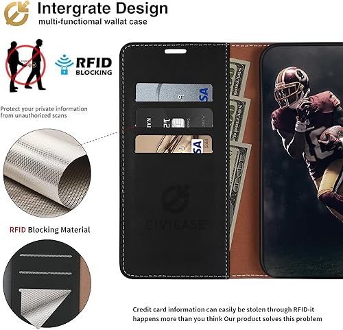 Miniatura 3 de CIVICASE Funda tipo cartera de cuero para Moto G Stylus 5G 2021 (6.8 pulgadas), con bloqueo RFID, soporte magnético para tarjetas de crédito, funda