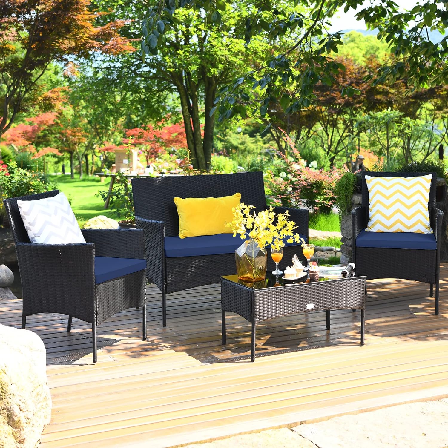 Elevate Your Outdoor Space: Tangkula 4 Piece Wicker Patio Set Review