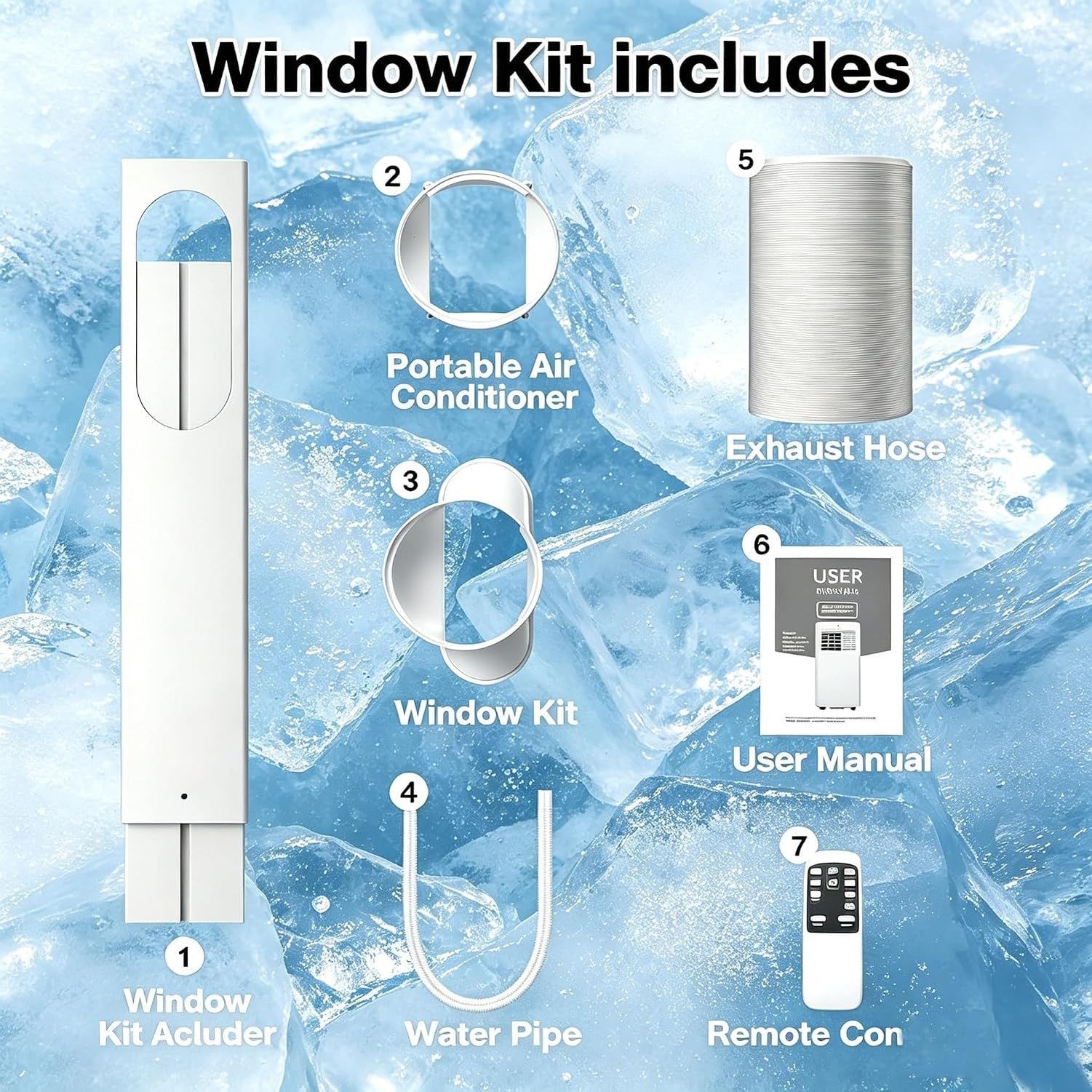 Aire Acondicionado Portátil 12000 BTU sin Instalación, Enfriador de Aire Autónomo con Pantalla LED, Mando a Distancia, 3 Velocidades y Temporizador 24H, Blanco, 12000btu, 12000btu