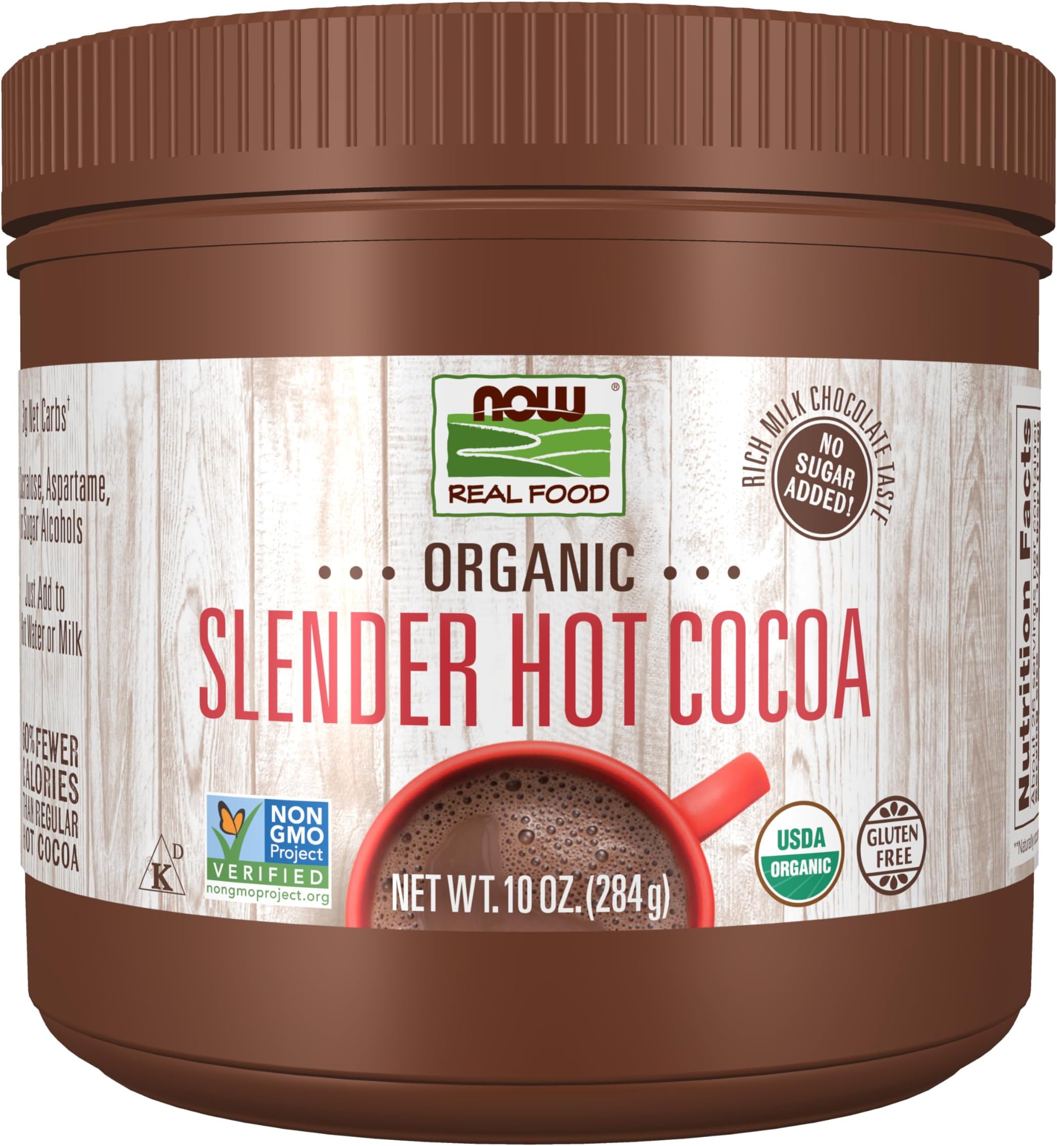 Organic Cocoa Loversโข Slender Hot Cocoa, No Sugar Added, Certified Non-GMO, Kosher, 10-Ounce