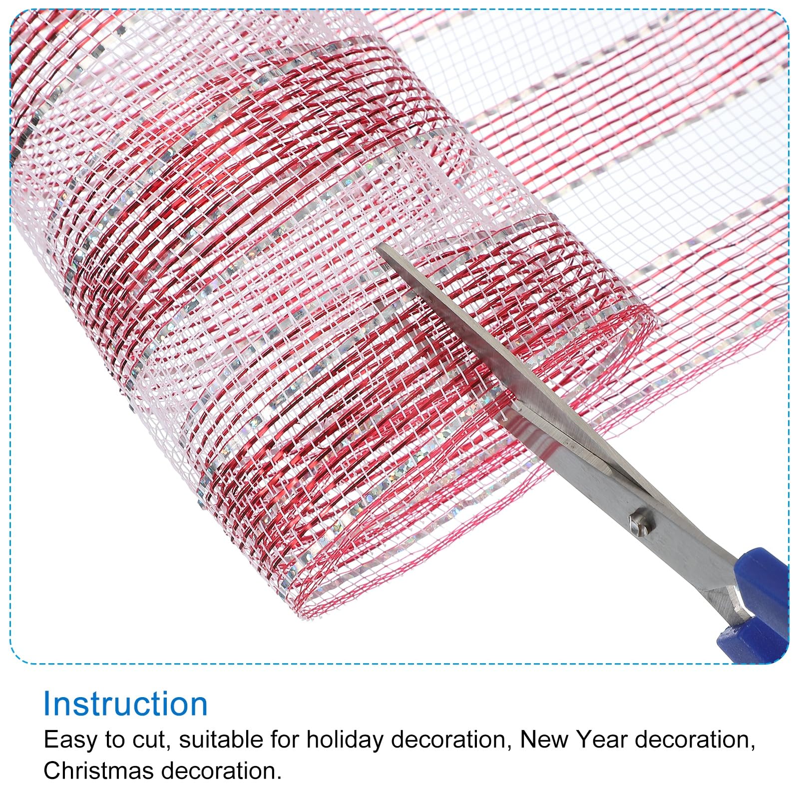 PATIKIL Decorative Mesh Ribbon, 10 Inch x 10 Yard Mesh Ribbon Roll Foil Metallic for Christmas Tree Wreath Decoration Laser Red White - Image 4